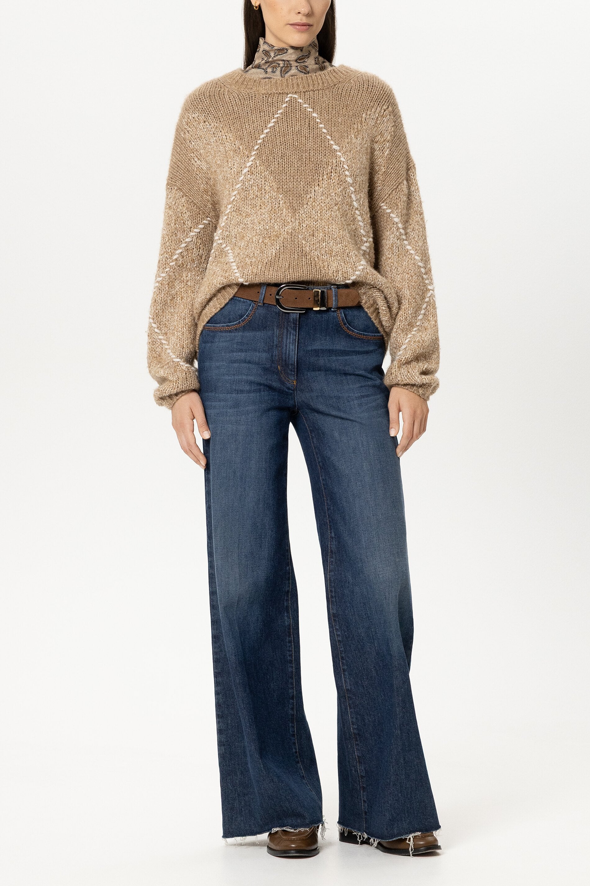 Alpaka-Mix-Pullover mit Muster - multi - Standard | Model Front