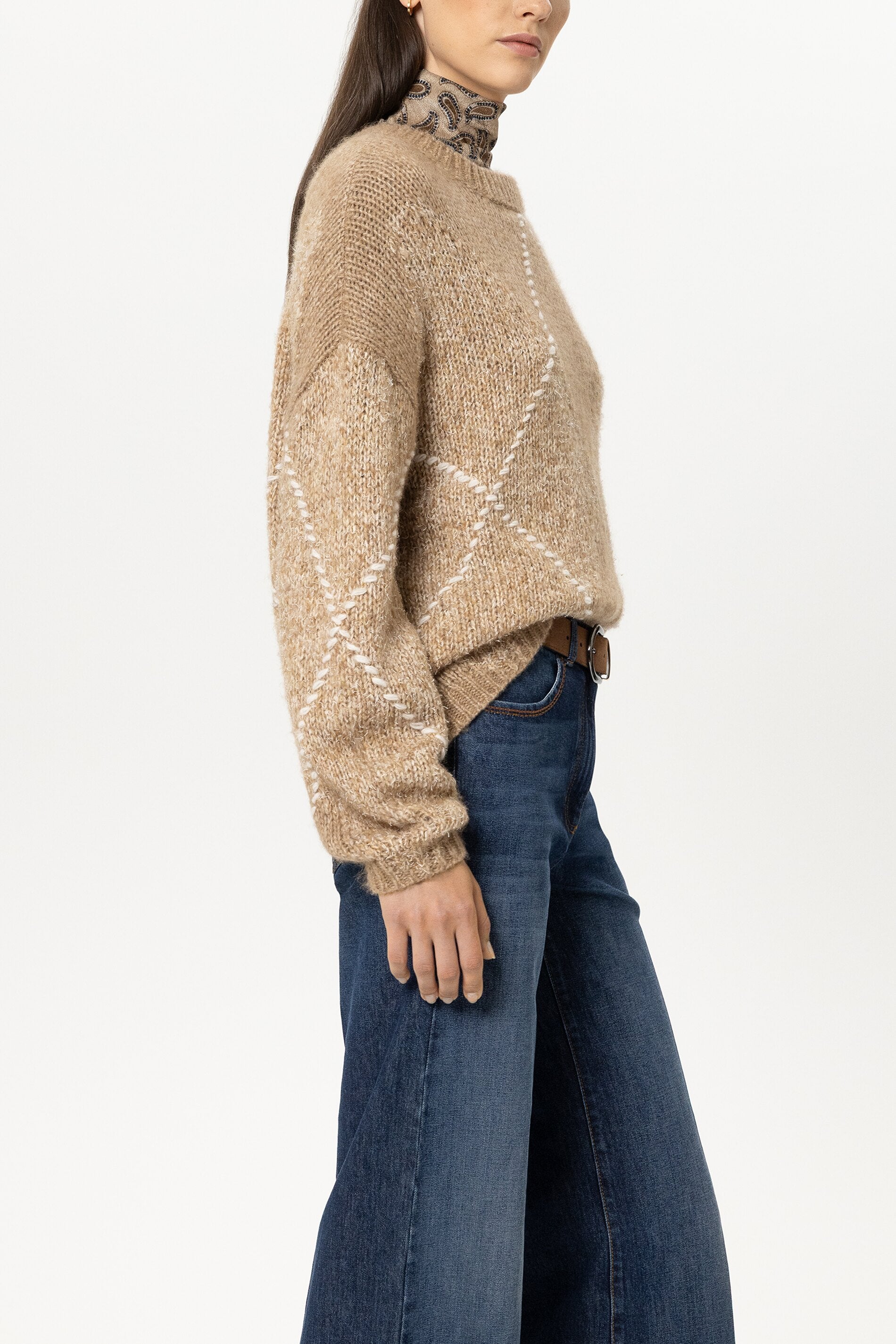 Alpaka-Mix-Pullover mit Muster - multi - Standard | Model Seite