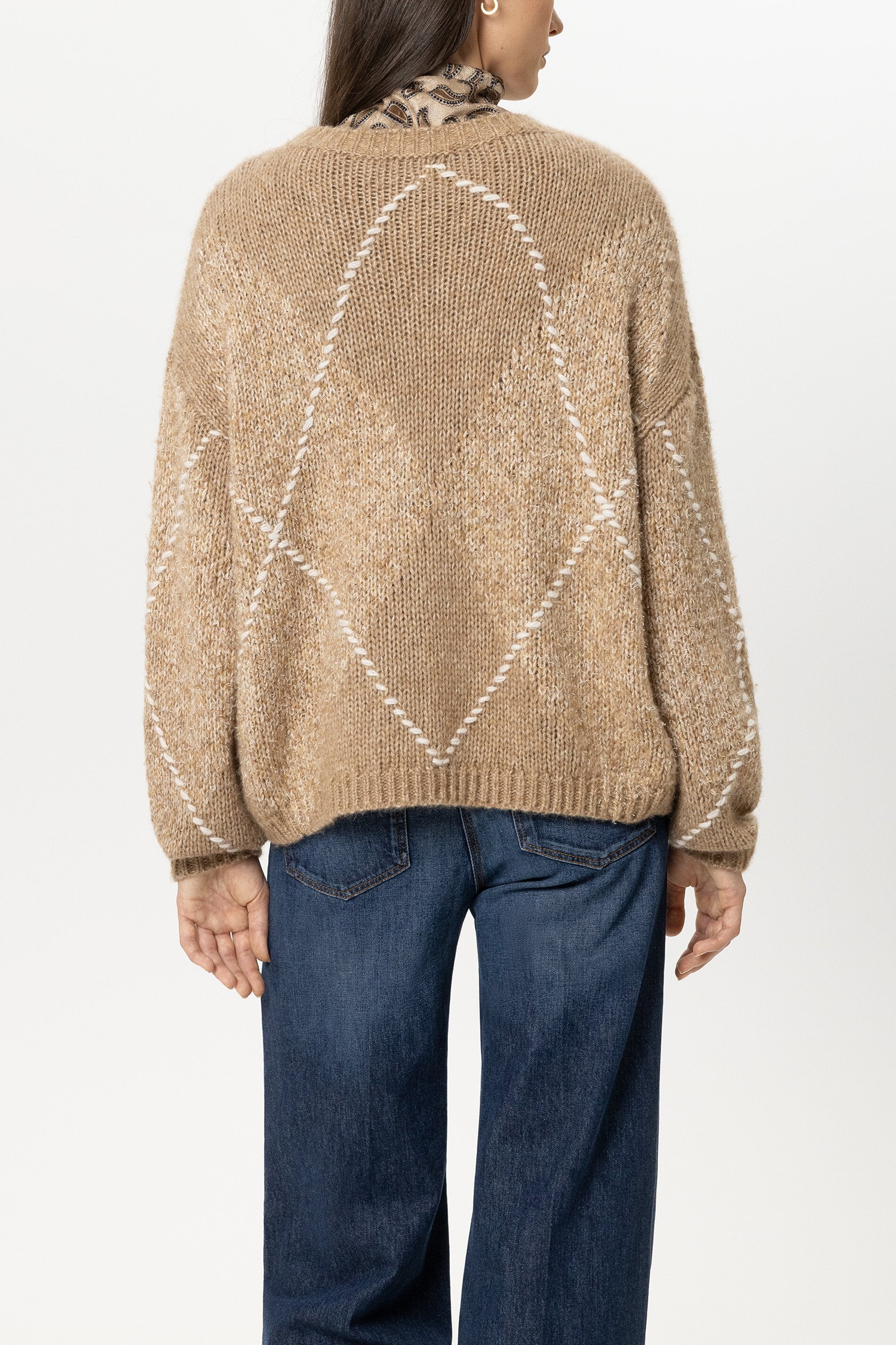 Alpaka-Mix-Pullover mit Muster - multi - Standard | Model Rück