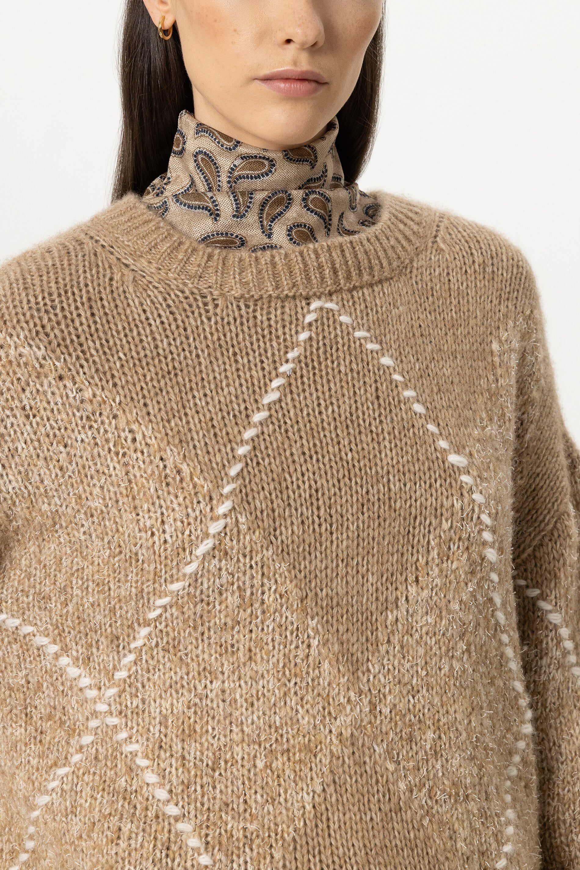 Alpaka-Mix-Pullover mit Muster - multi - Standard | Model Detail