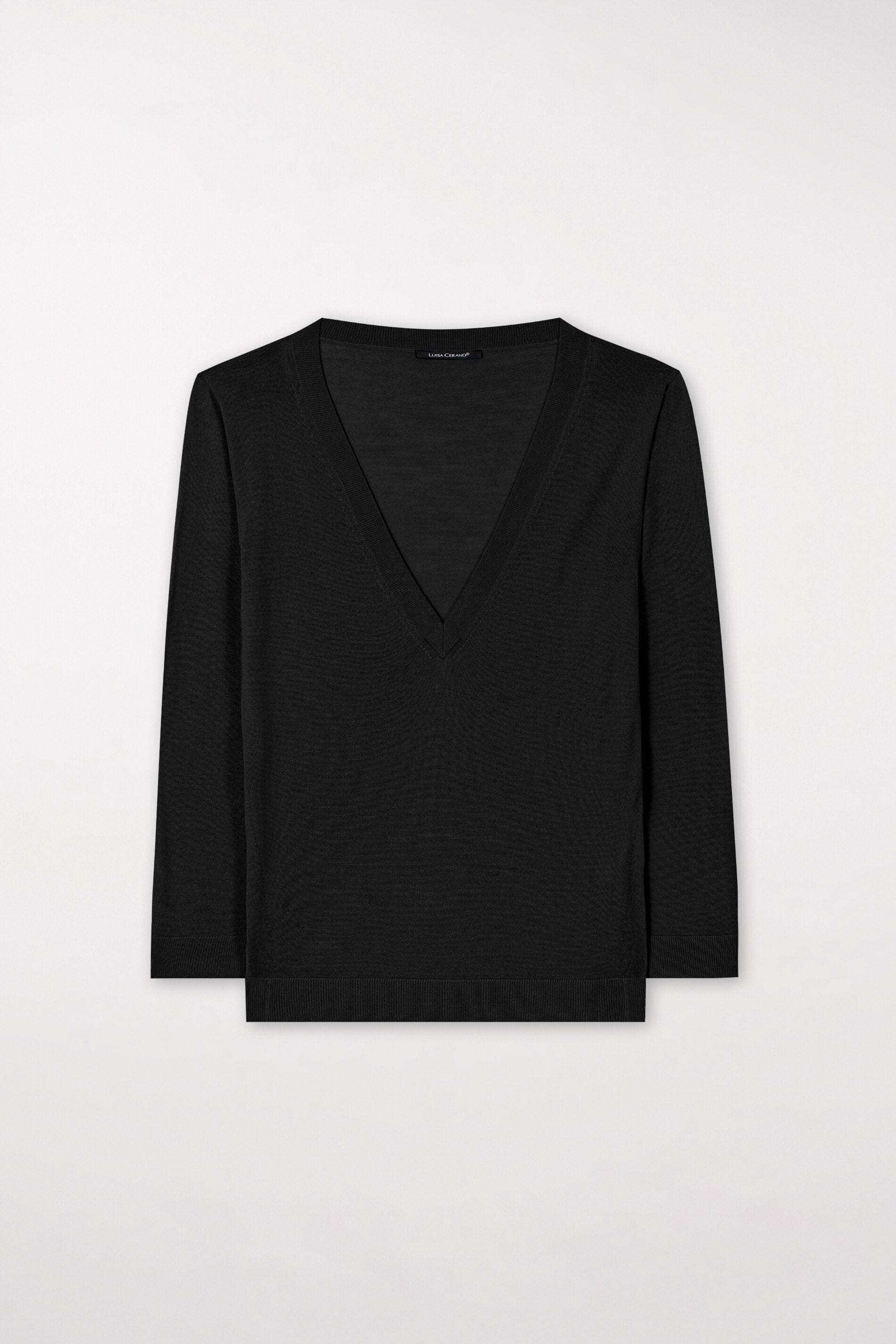 V-Neck-Pulli aus Woll-Mix - deep black - Standard | Artikel Front