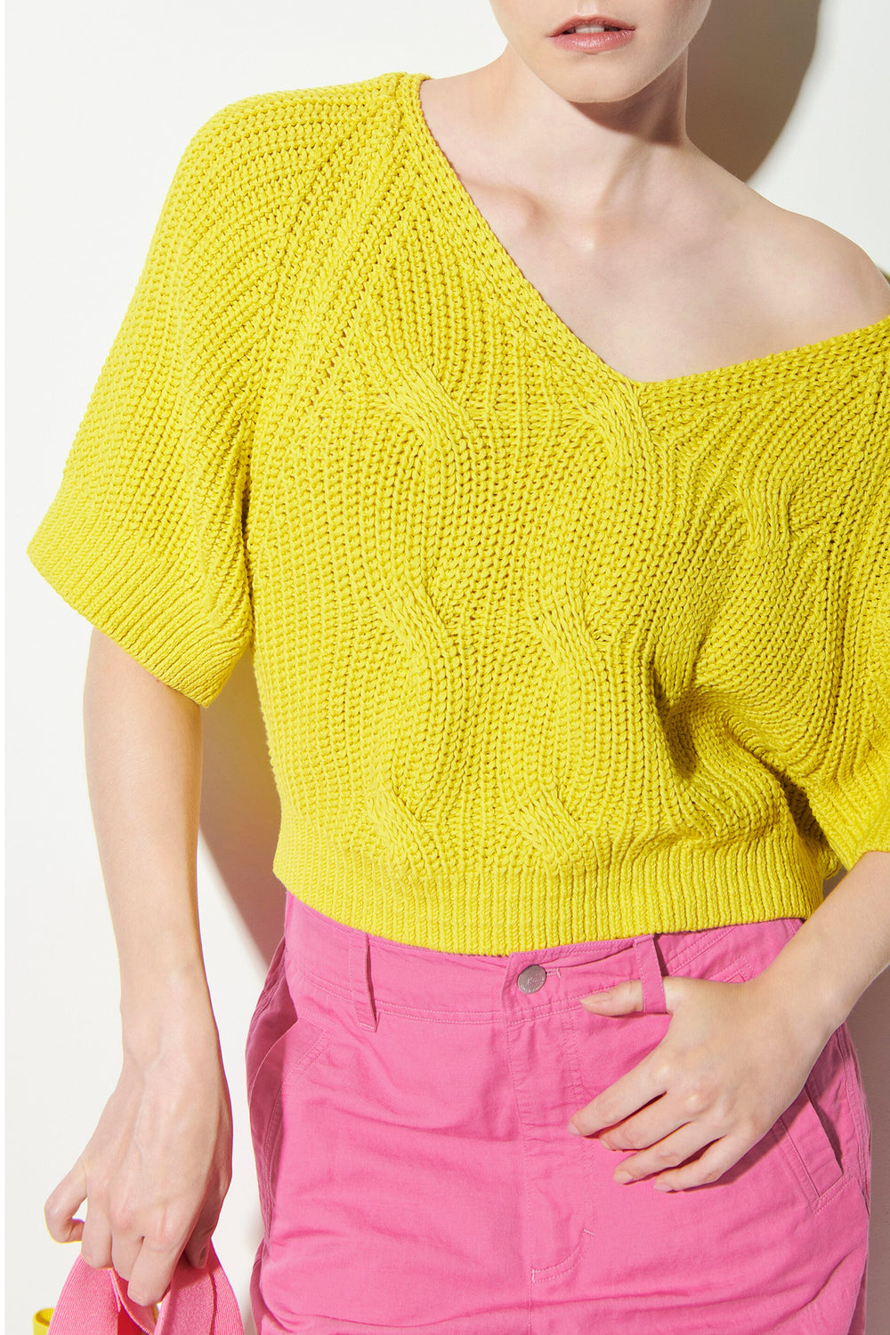 Pullover mit Zopfmuster - lemon - Standard