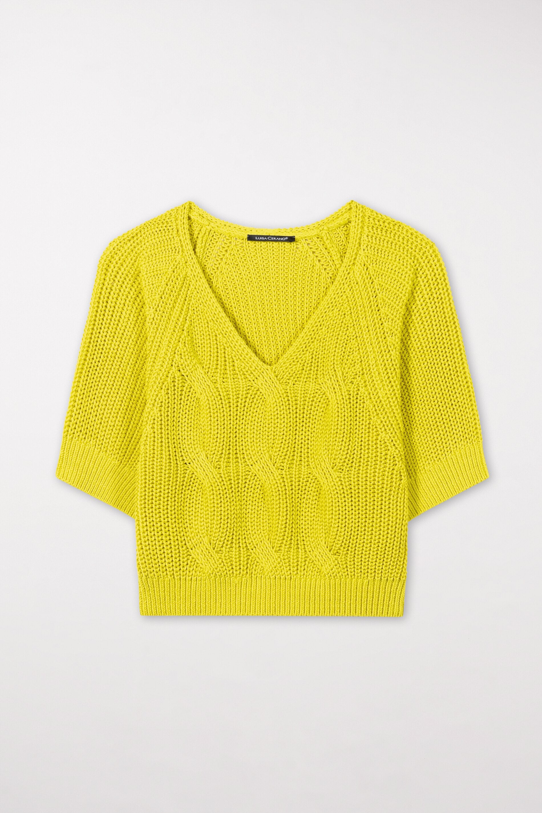 Pullover mit Zopfmuster - lemon - Standard | Artikel Front