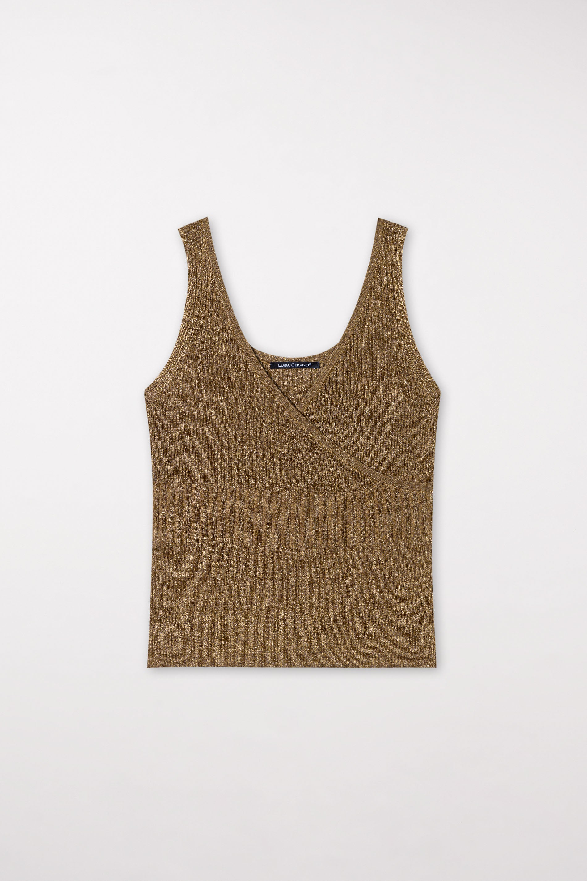 Stricktop mit Wickeleffekt - tobacco - Standard | Artikel Front