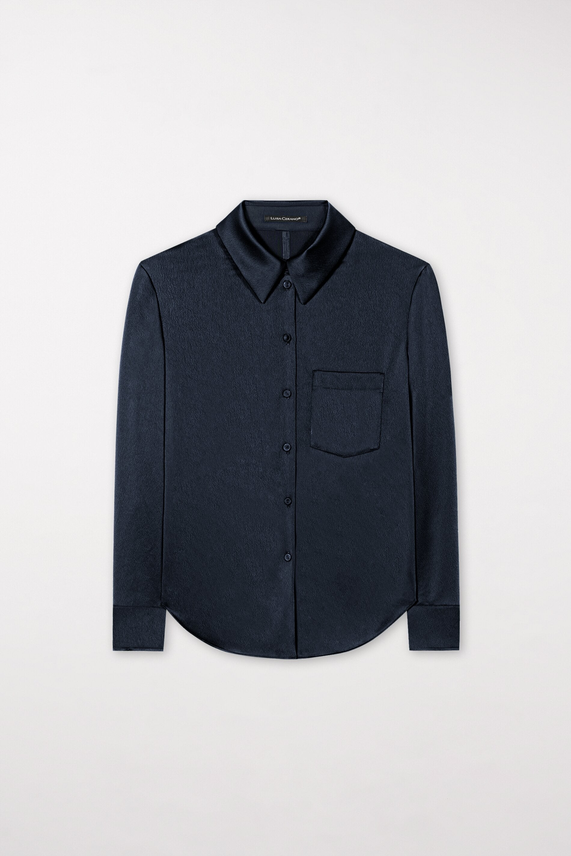 Hemdbluse aus Techno-Seide - midnight blue - Standard | Artikel Front