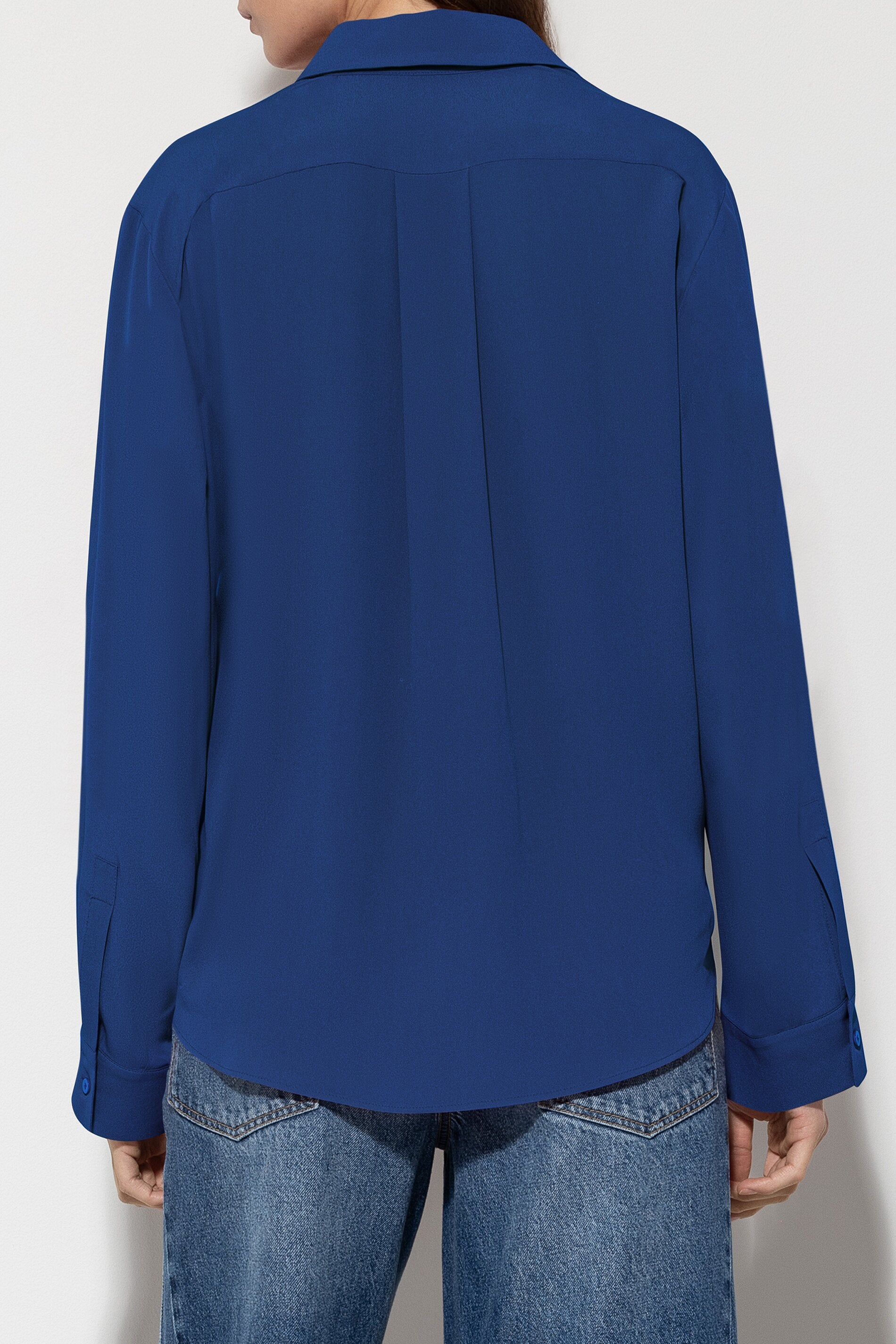 Hemdbluse aus Seiden-Mix - deep blue - Standard | Model Rück