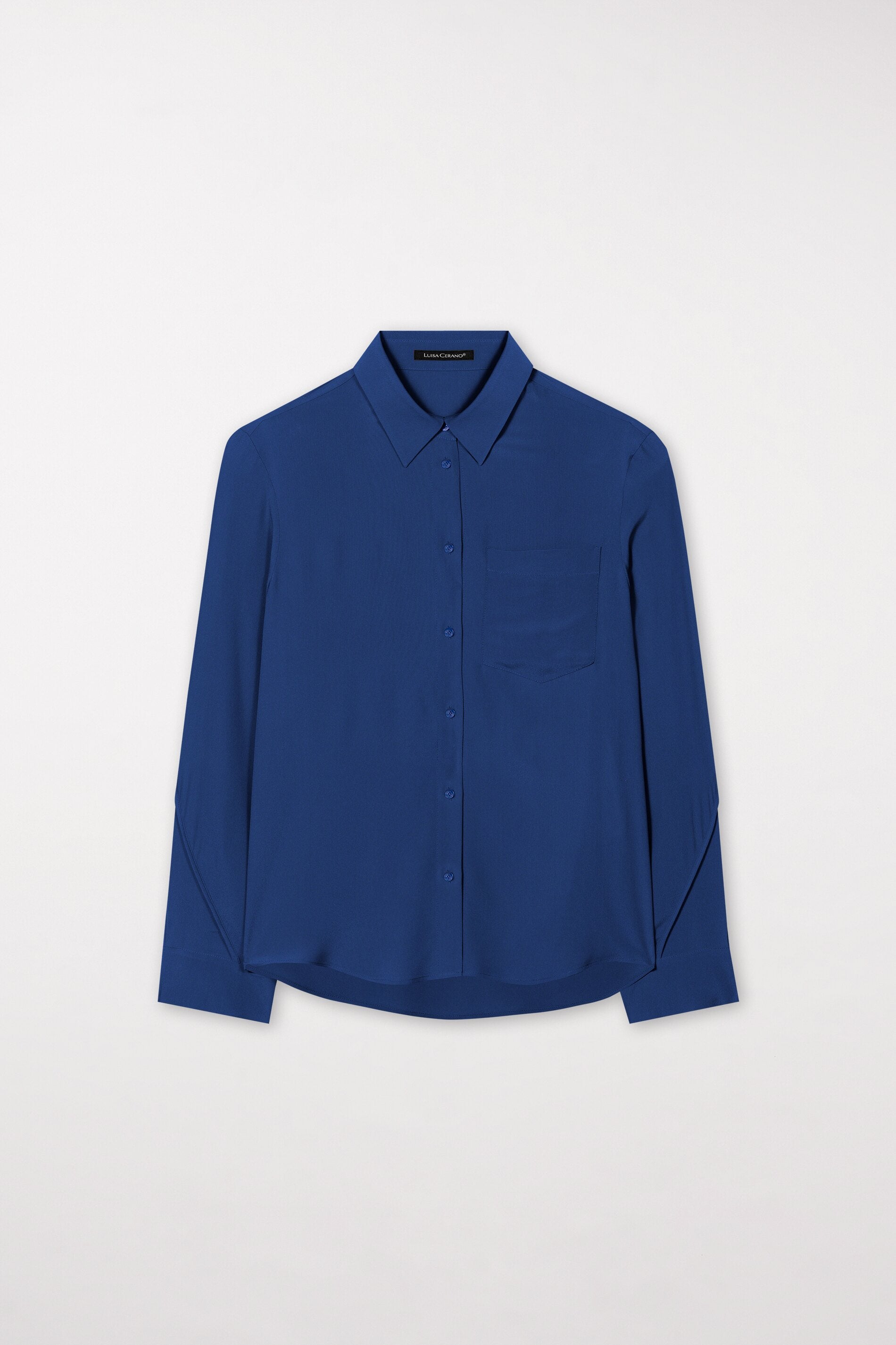 Hemdbluse aus Seiden-Mix - deep blue - Standard | Artikel Front