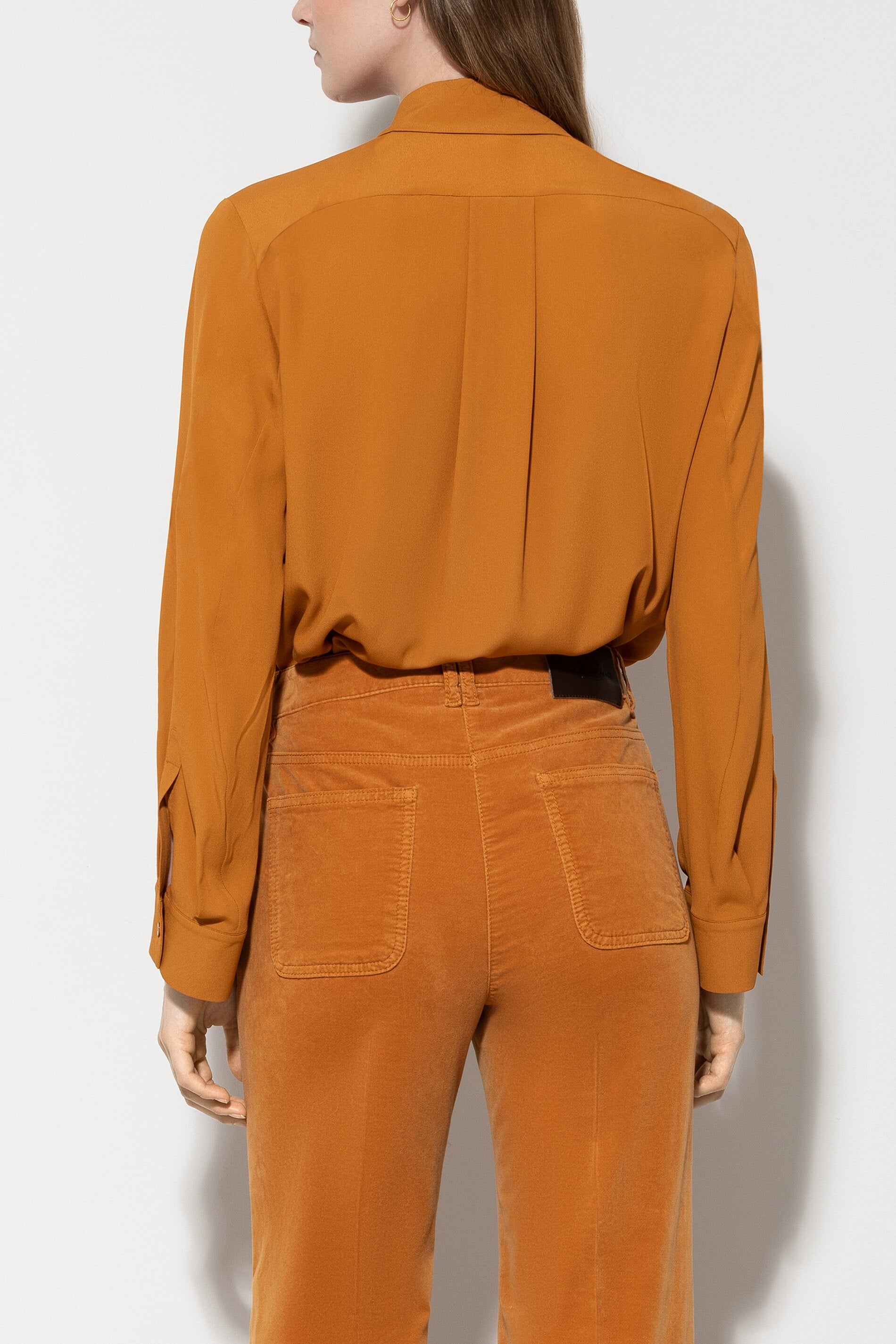 Hemdbluse aus Seiden-Mix - kurkuma - Standard | Model Rück