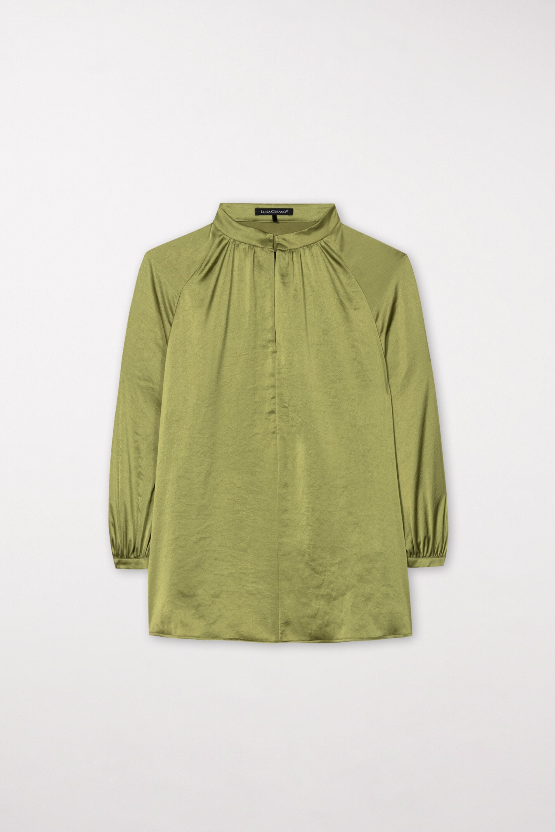 Stehkragenbluse mit 3/4-Arm - moss green - Standard | Artikel Front