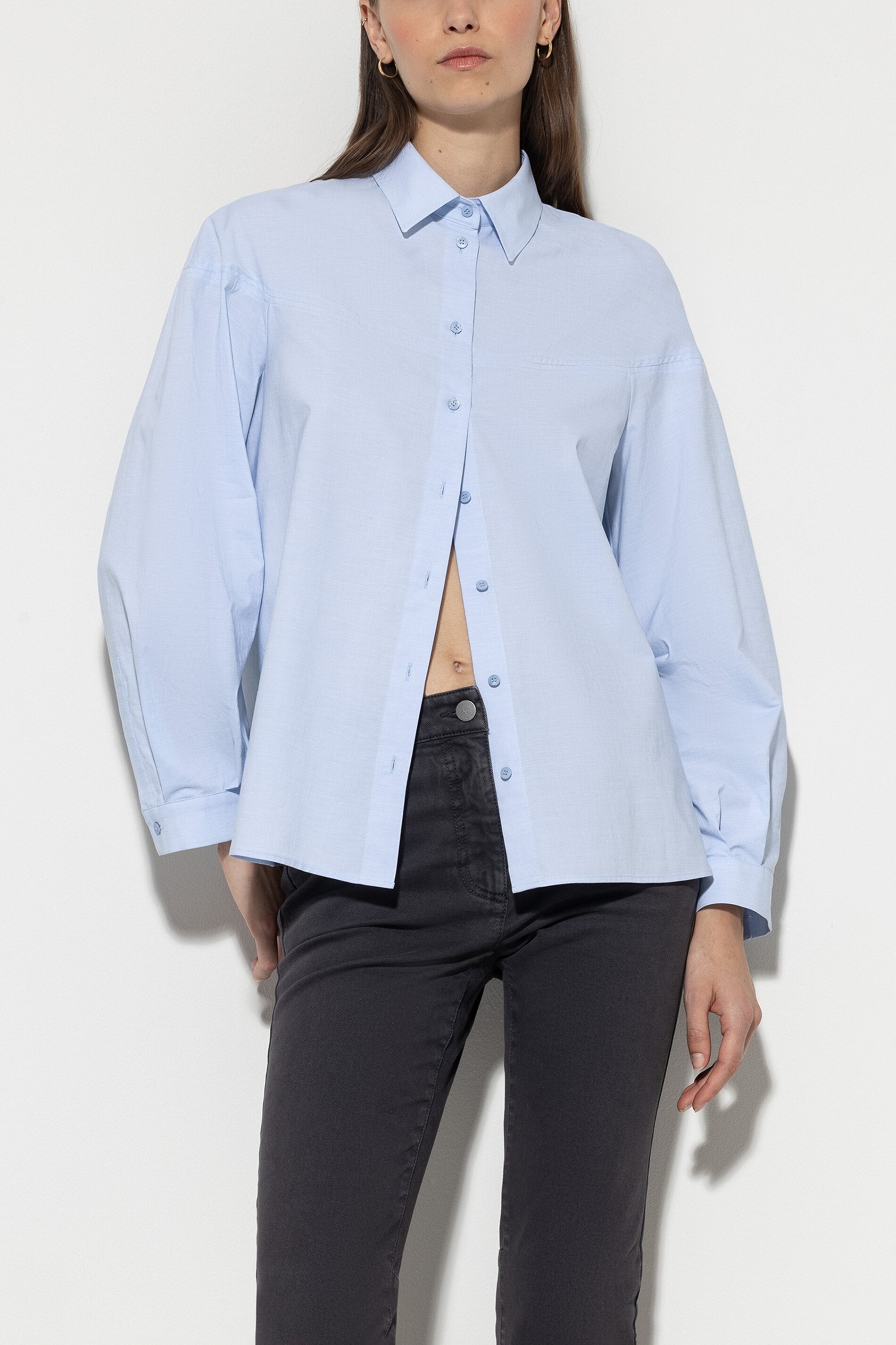 Chambray-Bluse - sky blue - Standard | Model Front
