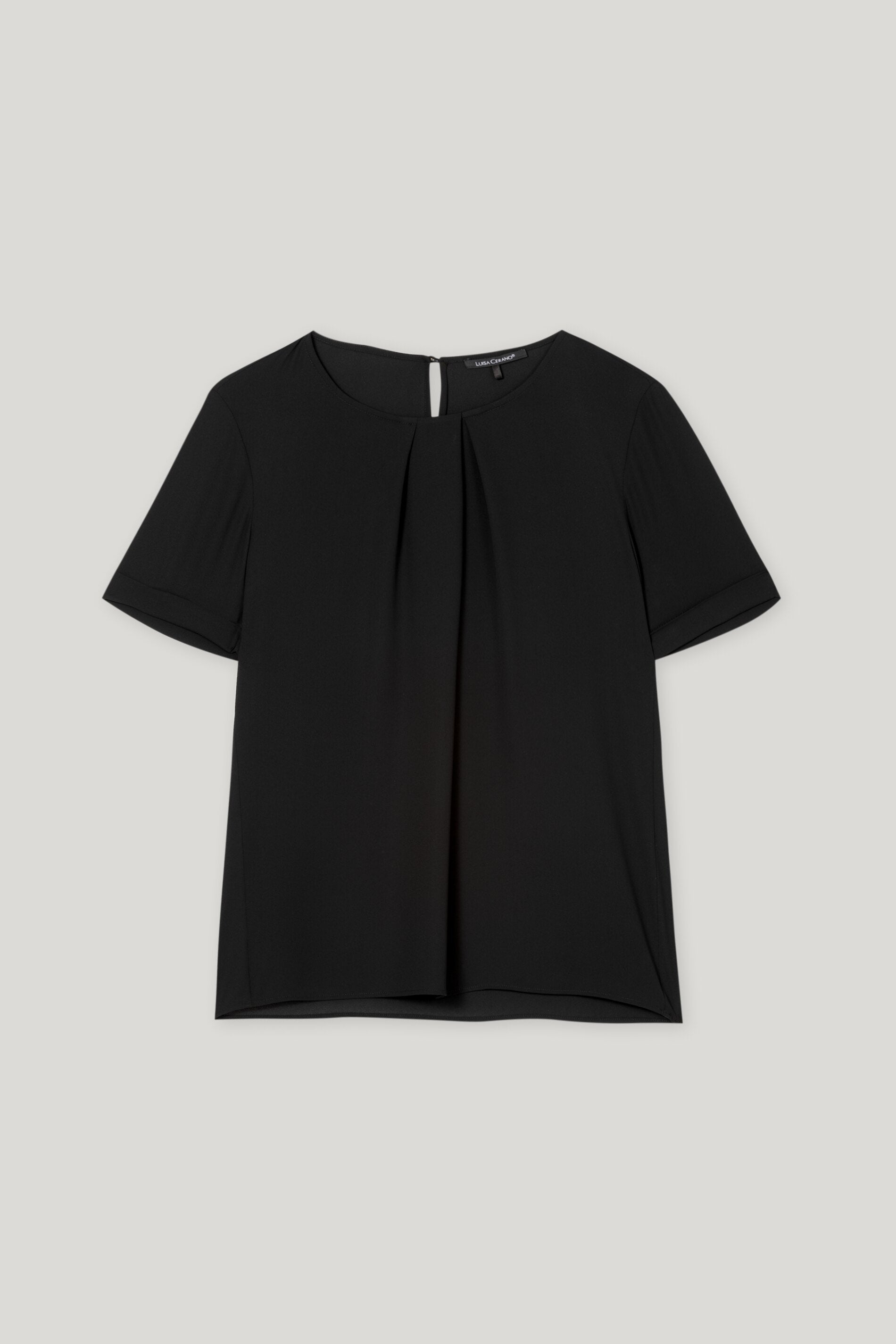 Fließendes Kurzarm-Blusenshirt - black - Standard | Artikel Front