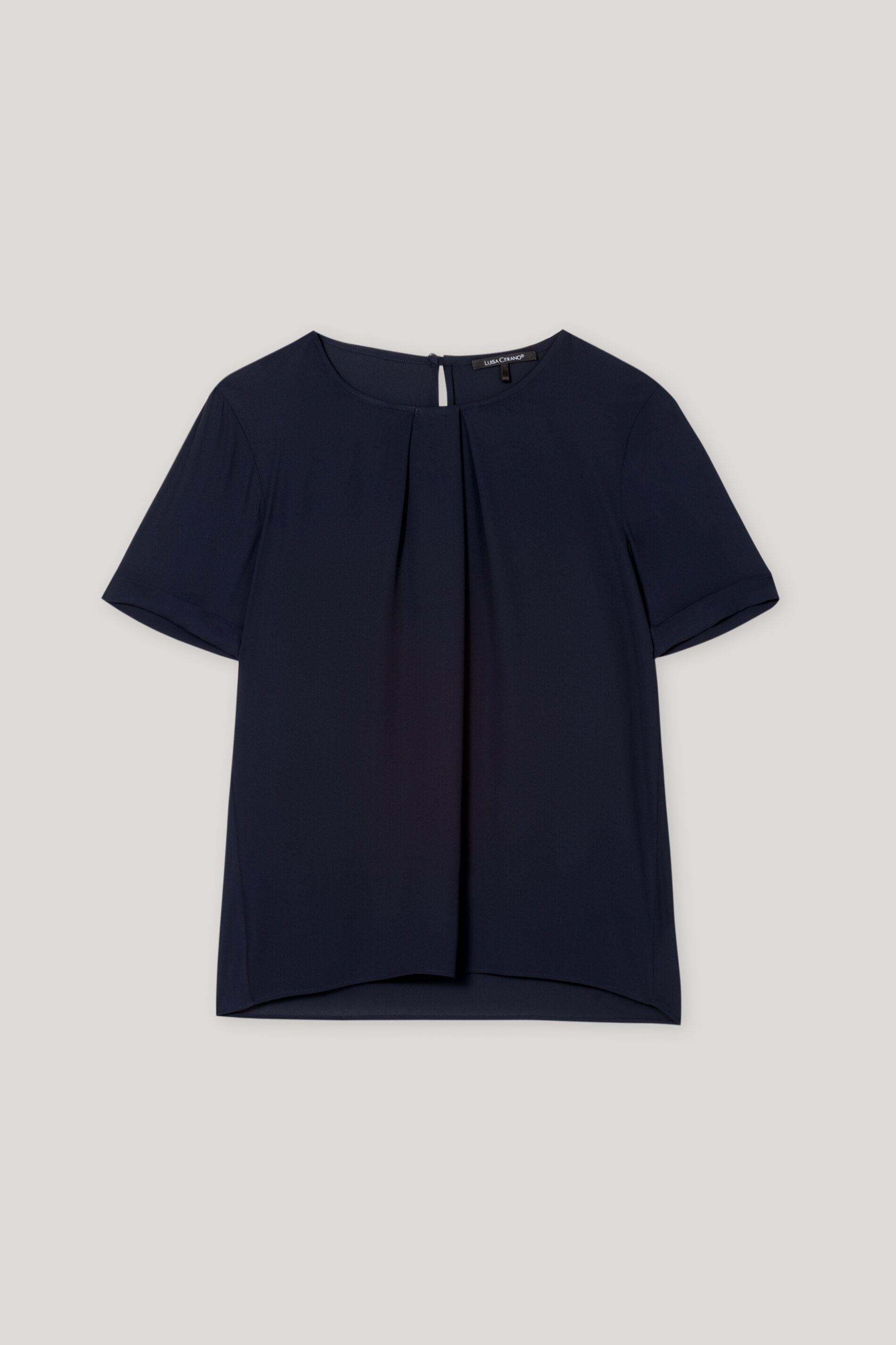 Fließendes Kurzarm-Blusenshirt - dark navy - Standard | Artikel Front