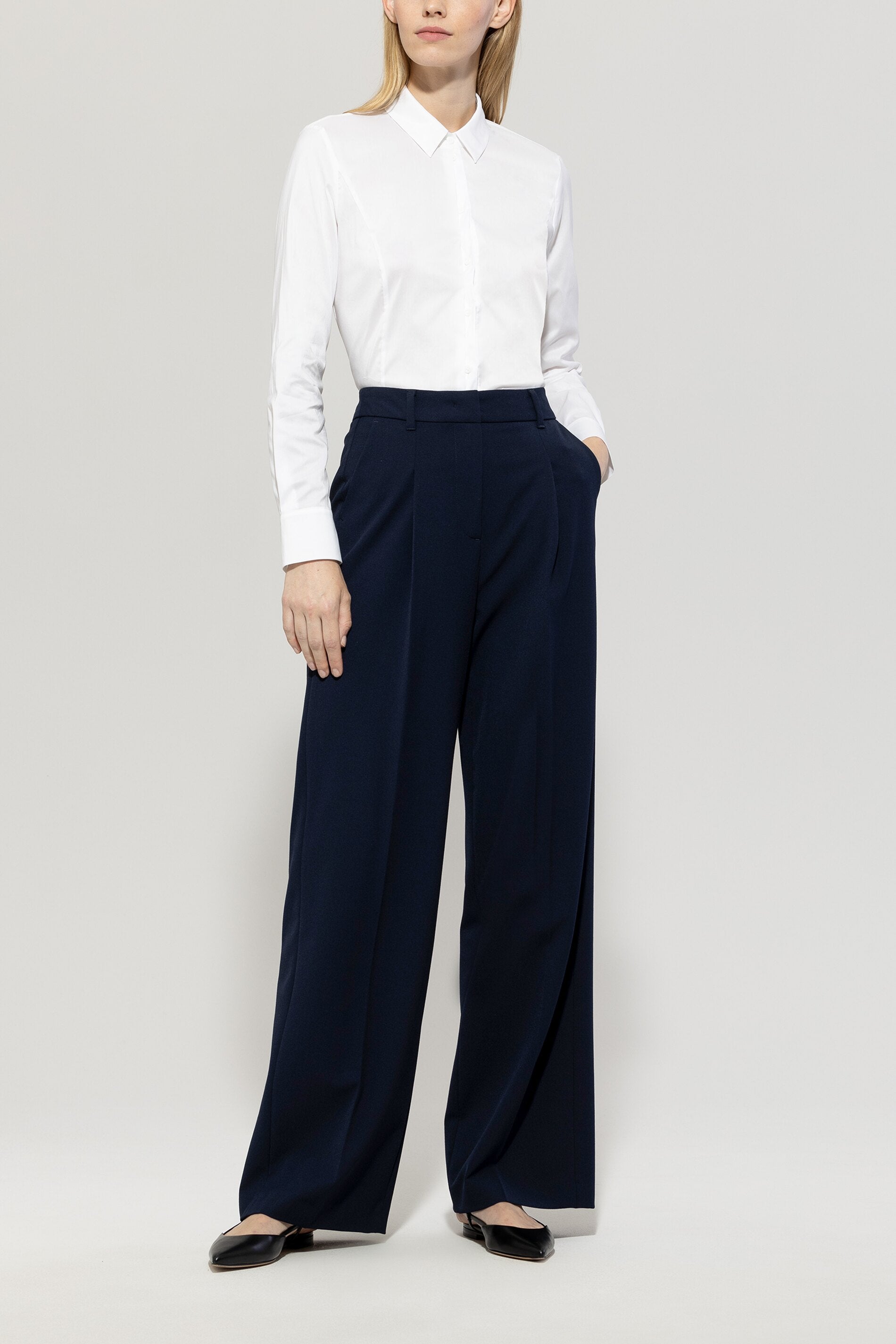 Popeline Stretch Bluse - white - Standard | Model Front