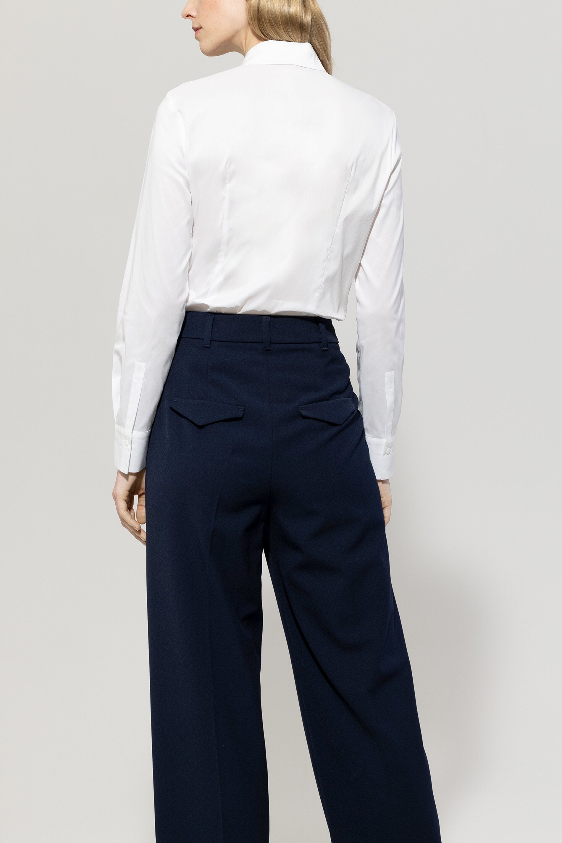 Popeline Stretch Bluse - white - Standard | Model Rück