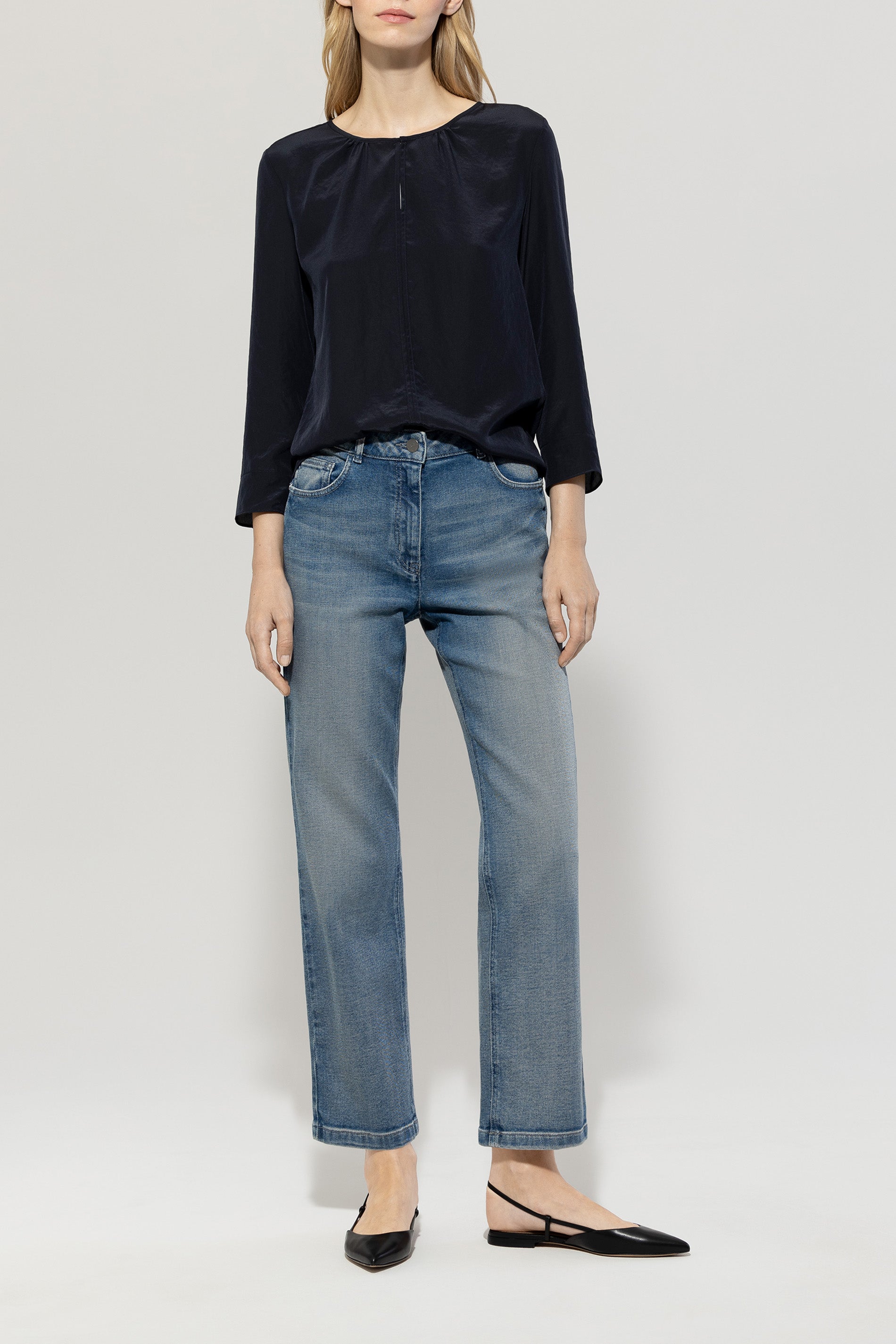 Fließendes Blusenshirt - dark navy - Standard | Model Front