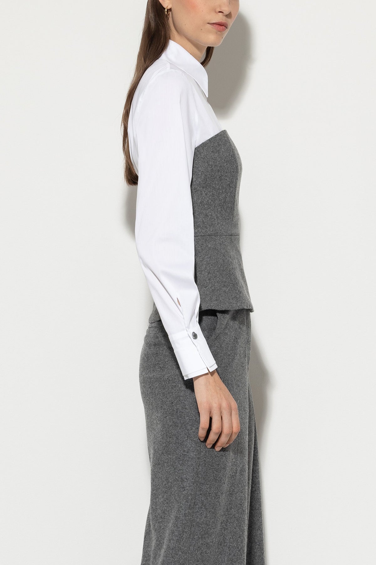 Flanell-Corsage - dark grey melange - Standard | Model Seite