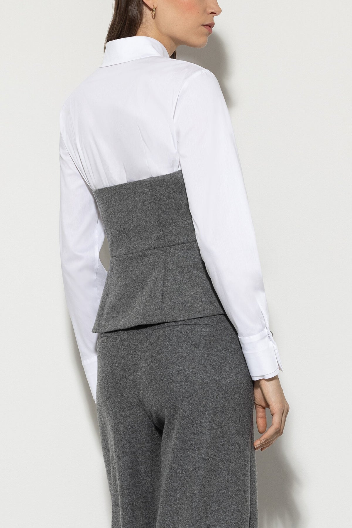Flanell-Corsage - dark grey melange - Standard | Model Rück