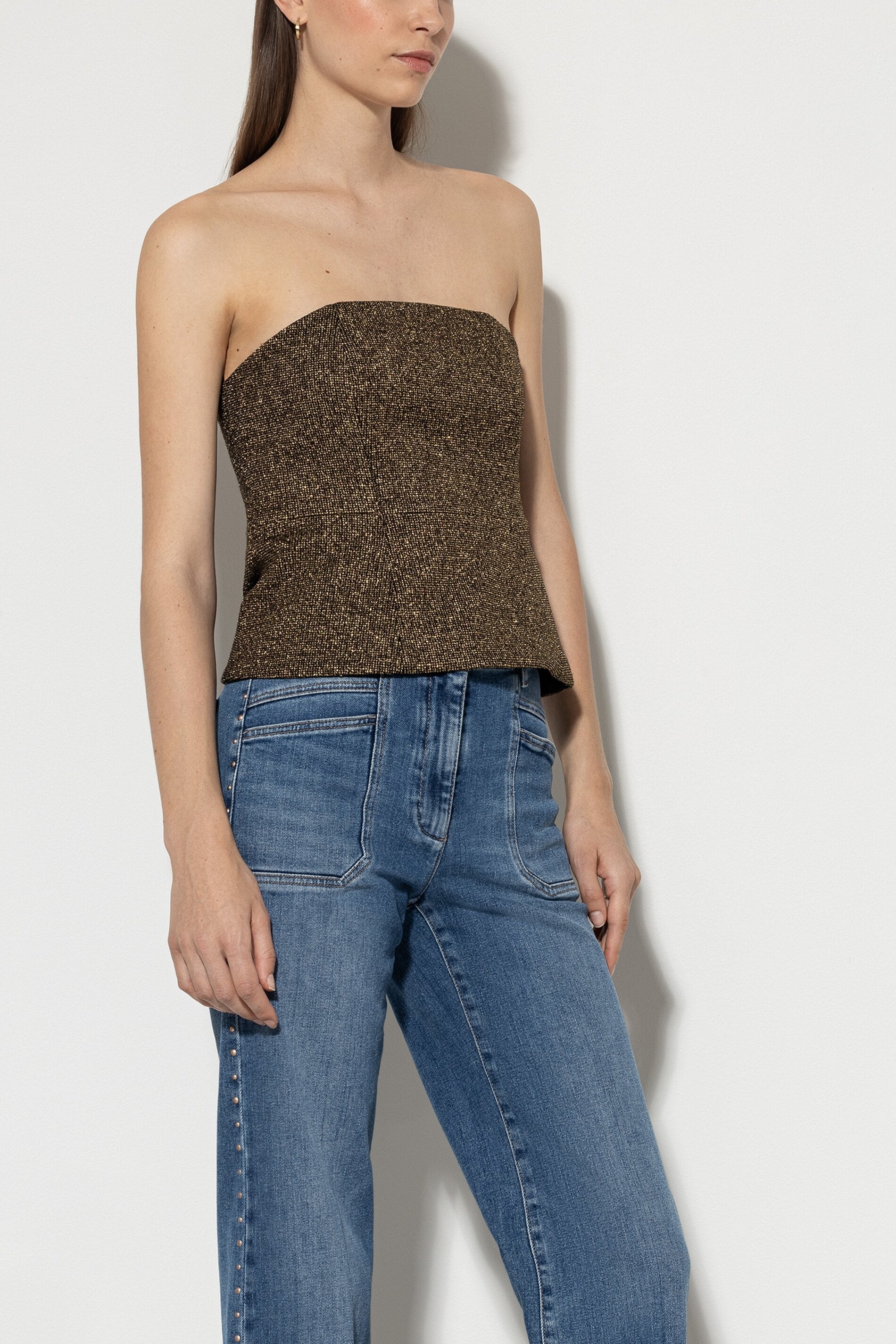 Corsage mit Metallic-Effekt - gold metallic - Standard | Model Front