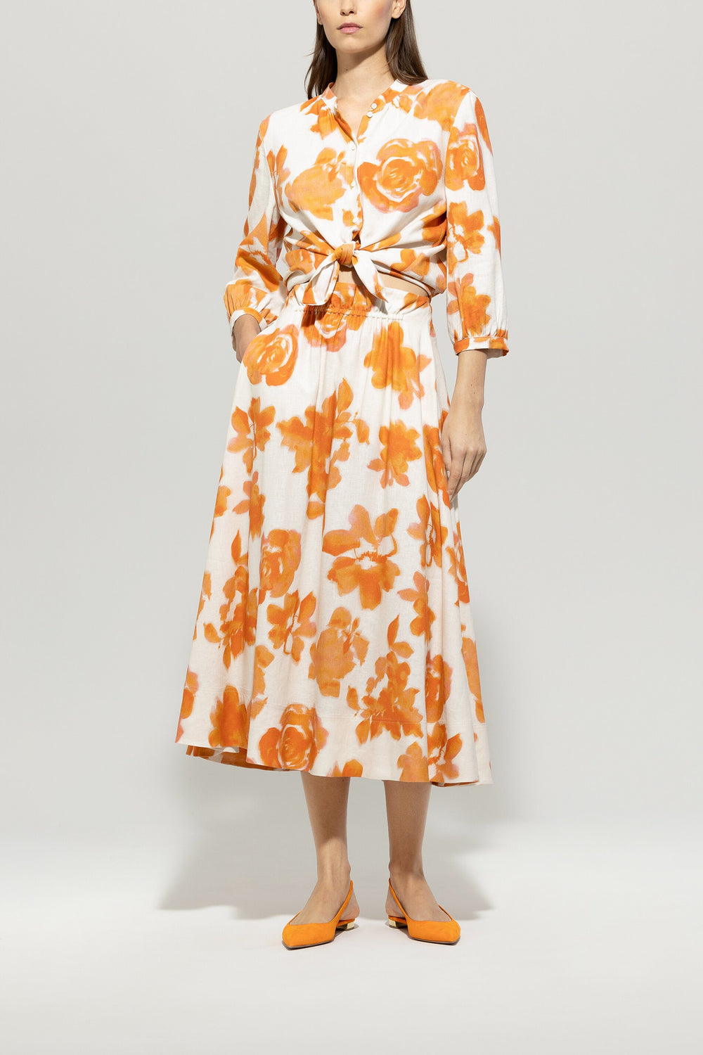 Tunikabluse mit Flower-Print - peachy orange - multi - Standard