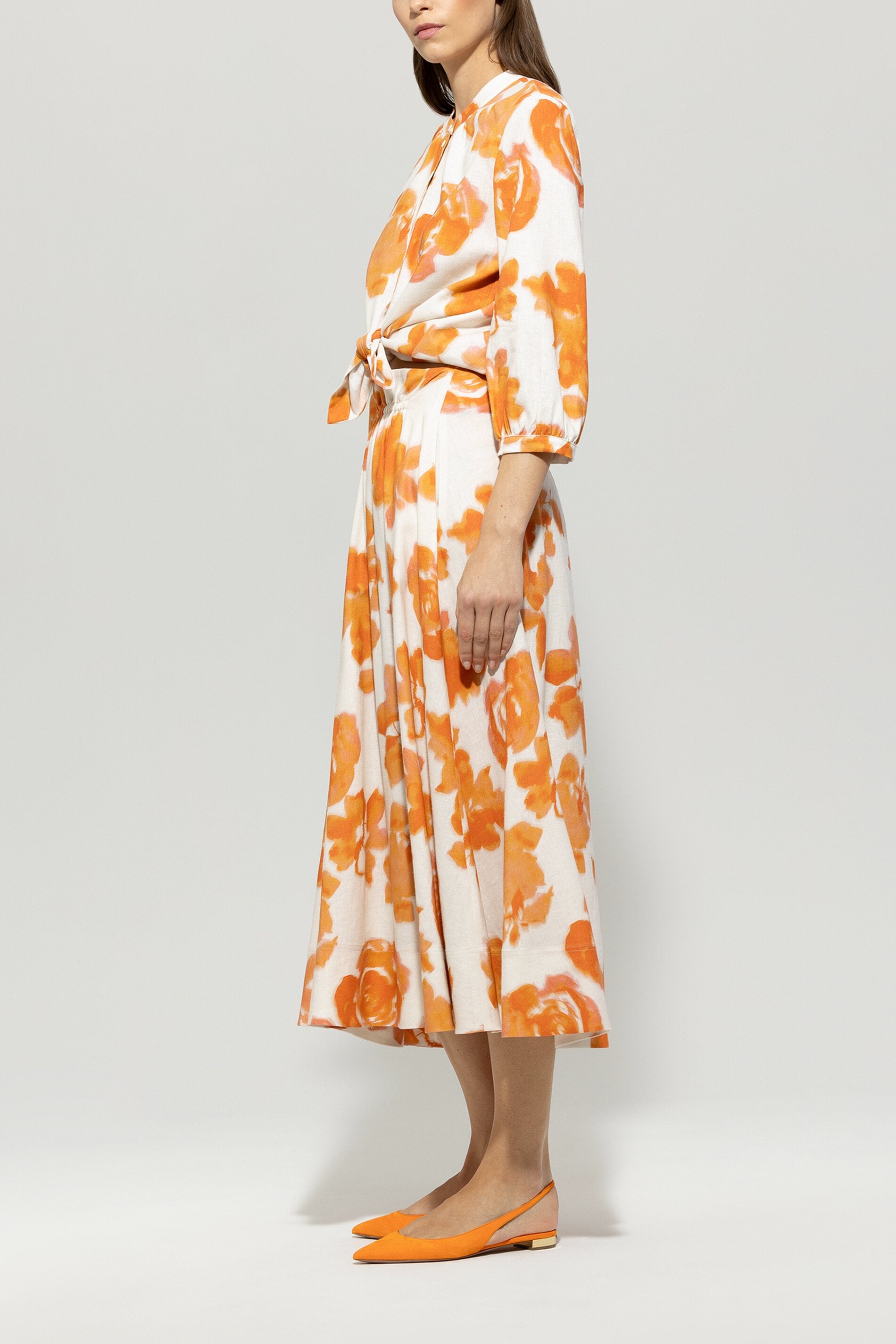 Tunikabluse mit Flower-Print - peachy orange - multi - Standard | Model Seite
