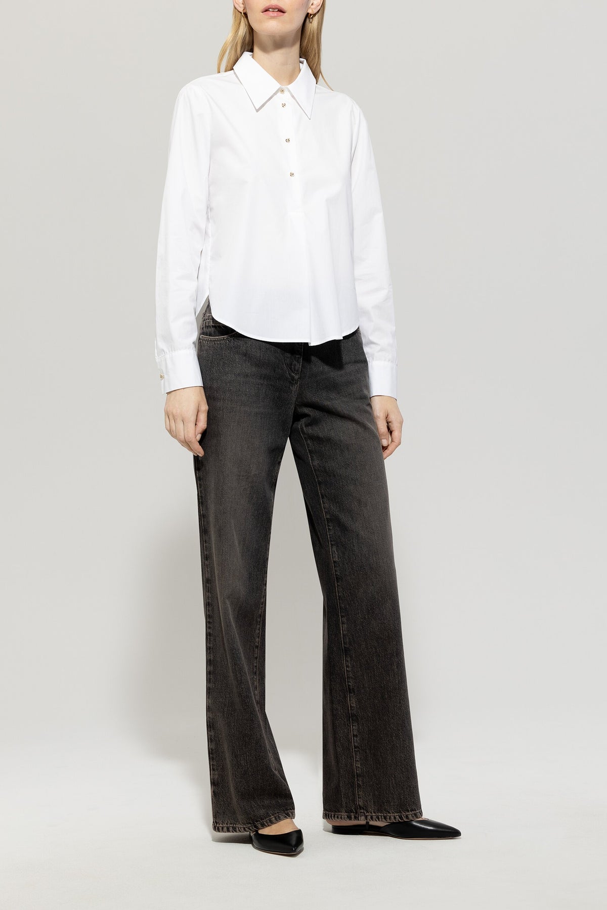 Tunikabluse aus Baumwolle - bleached white - Standard | Model Front