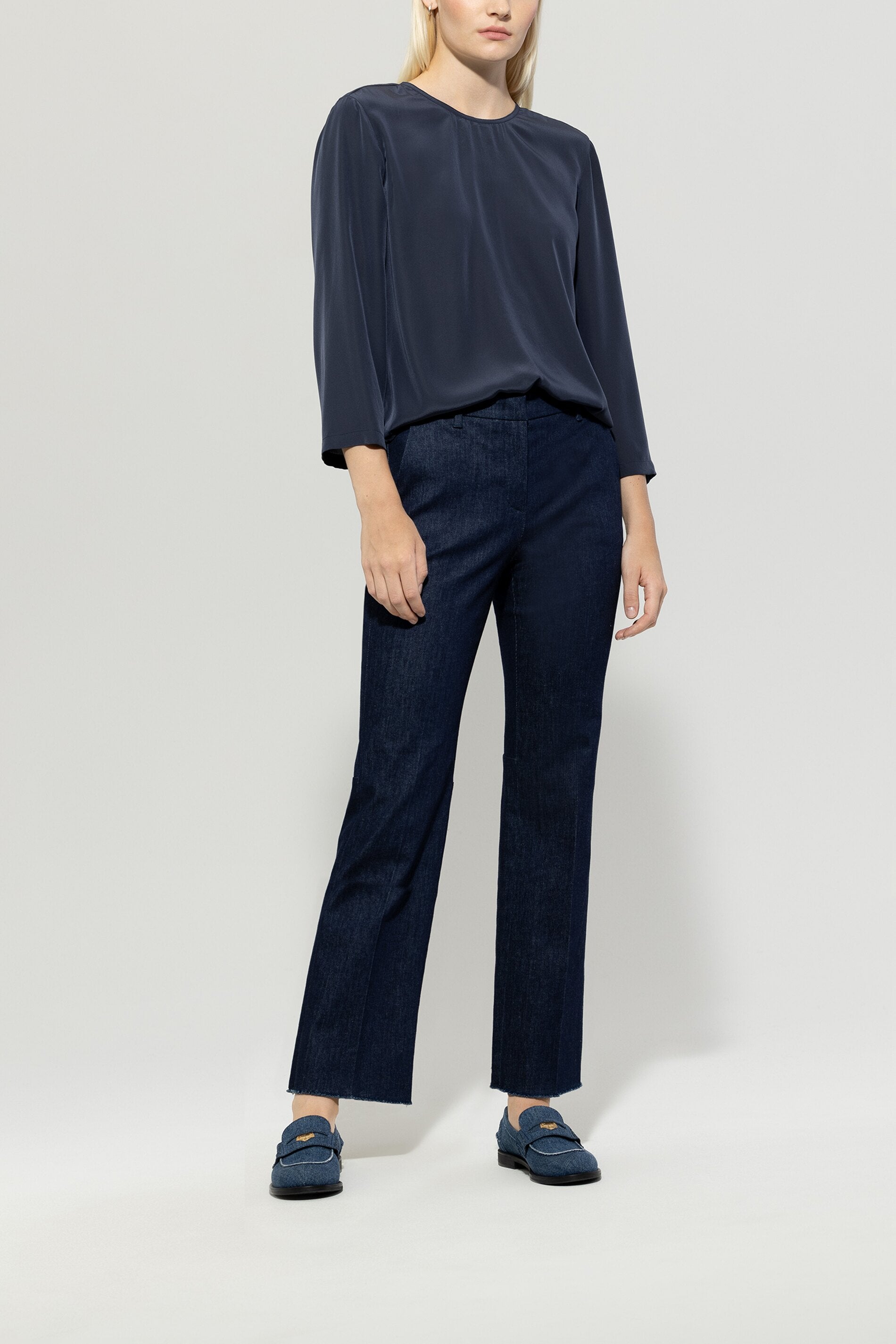 Langarm-Tunikabluse - jeans blue - Standard | Model Front