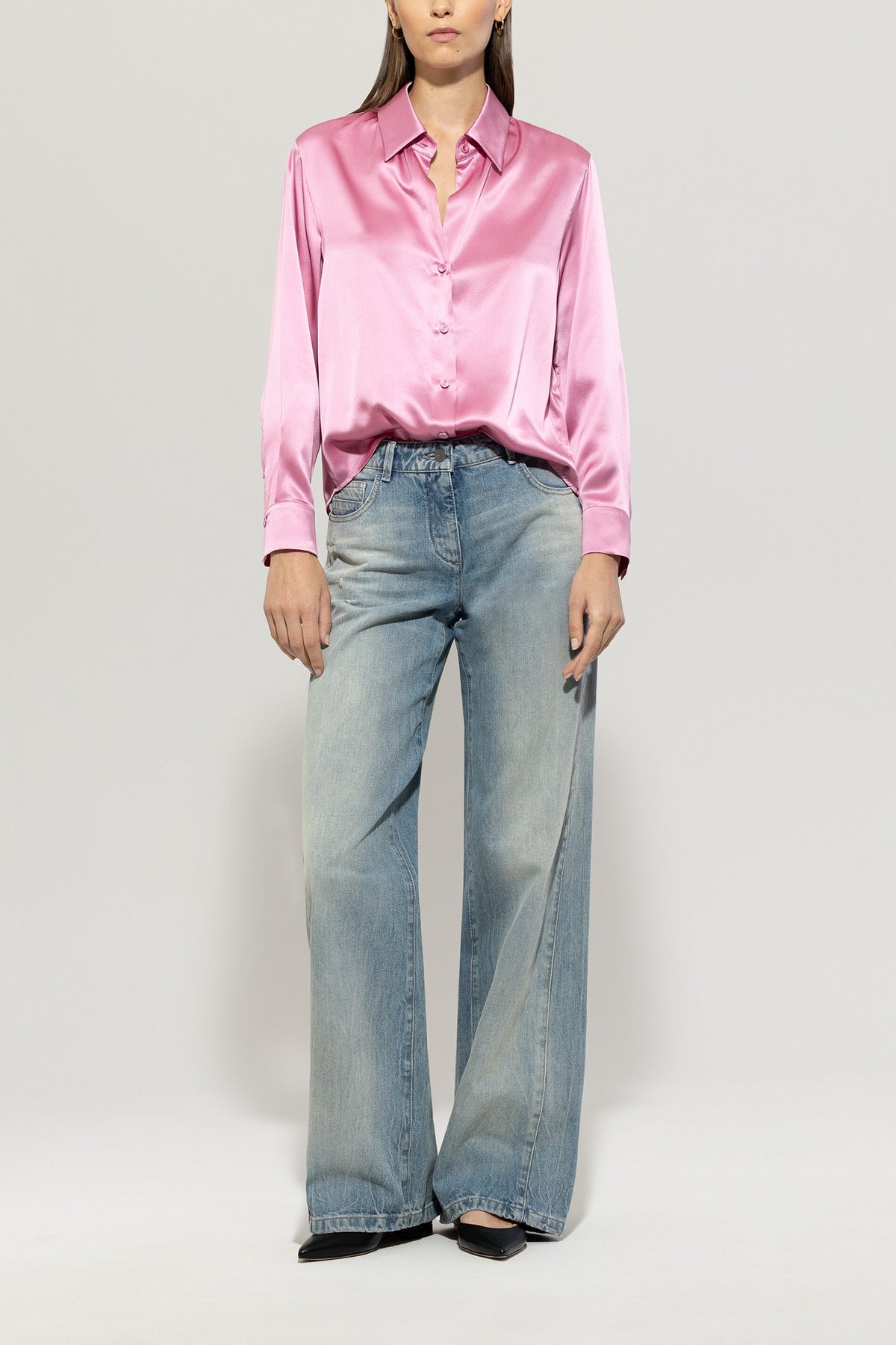 Seiden-Hemdbluse - candy pink - Standard | Model Front