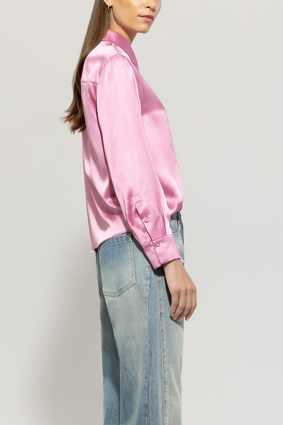 Seiden-Hemdbluse - candy pink - Standard | Model Seite