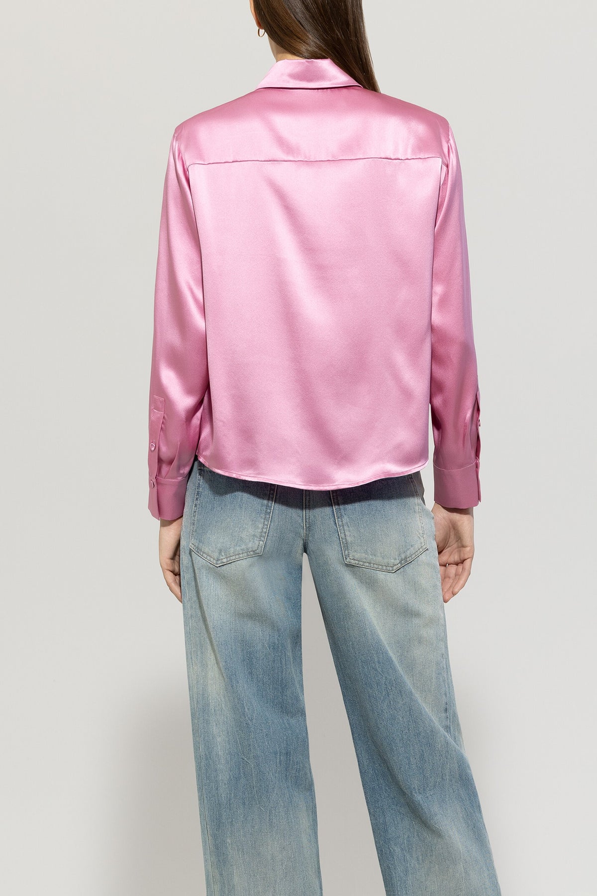 Seiden-Hemdbluse - candy pink - Standard | Model Rück