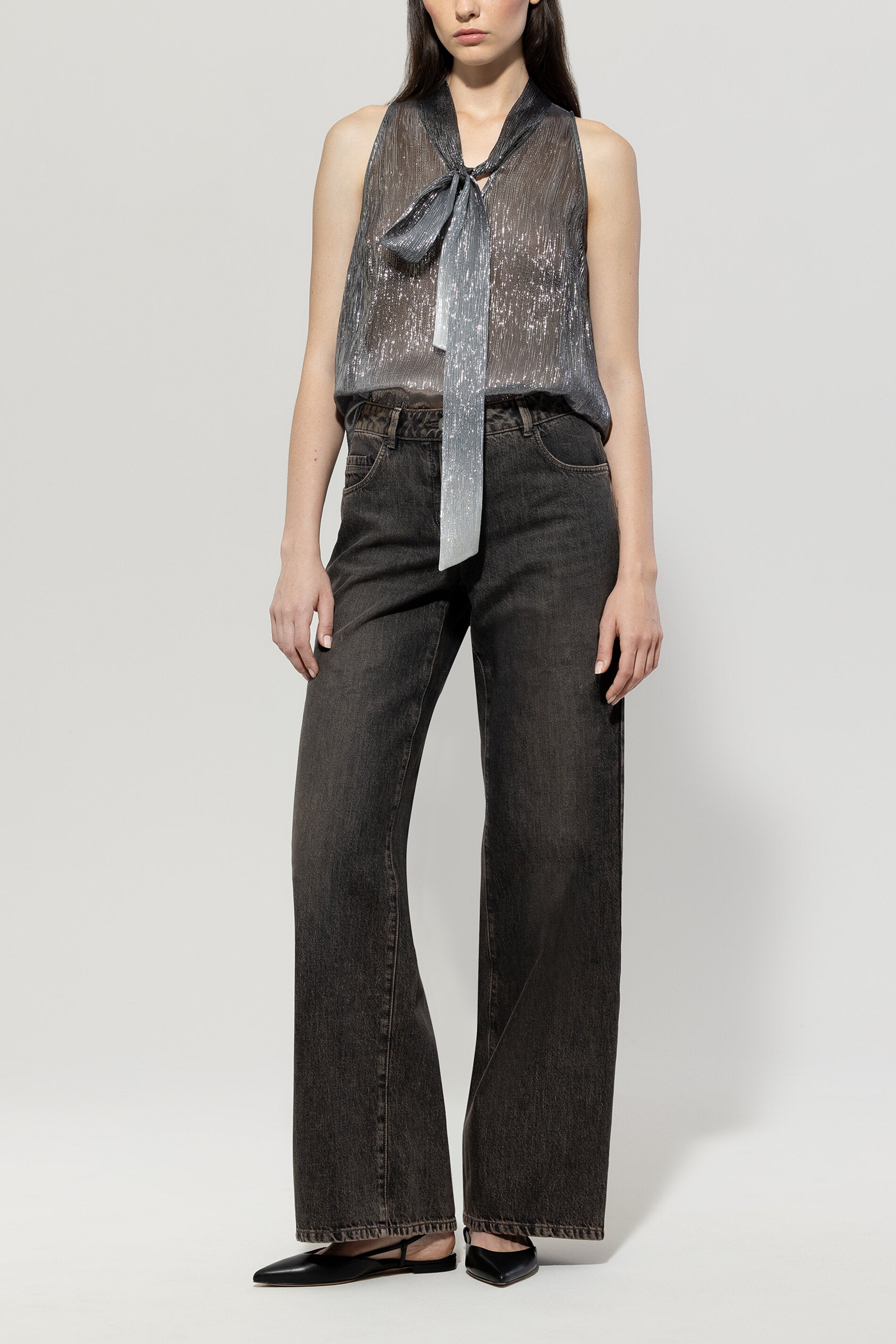 Lamé-Schluppenbluse - multi - Standard | Model Front