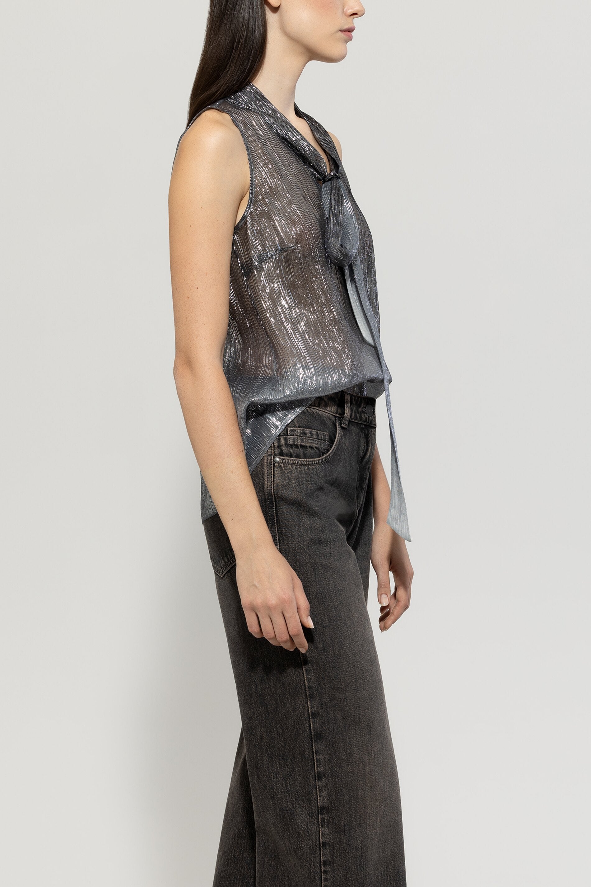 Lamé-Schluppenbluse - multi - Standard | Model Seite