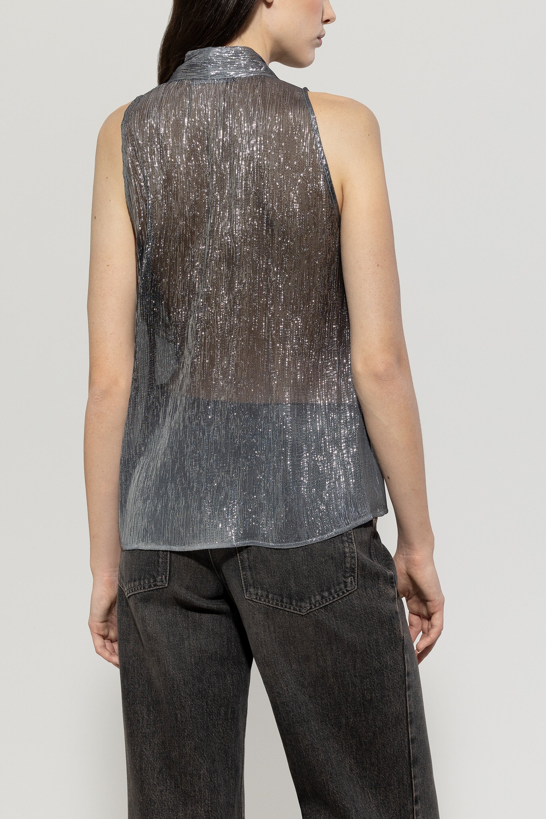 Lamé-Schluppenbluse - multi - Standard | Model Rück