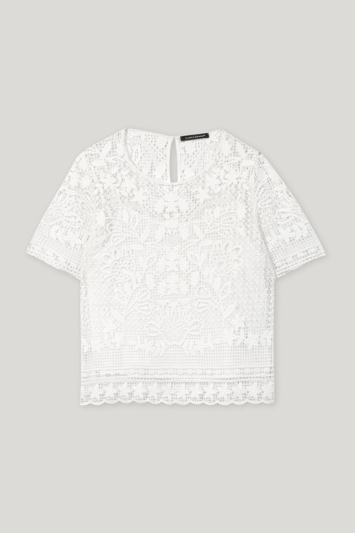 Spitzen-Bluse mit Stickerei - bleached white - Standard | Artikel Front