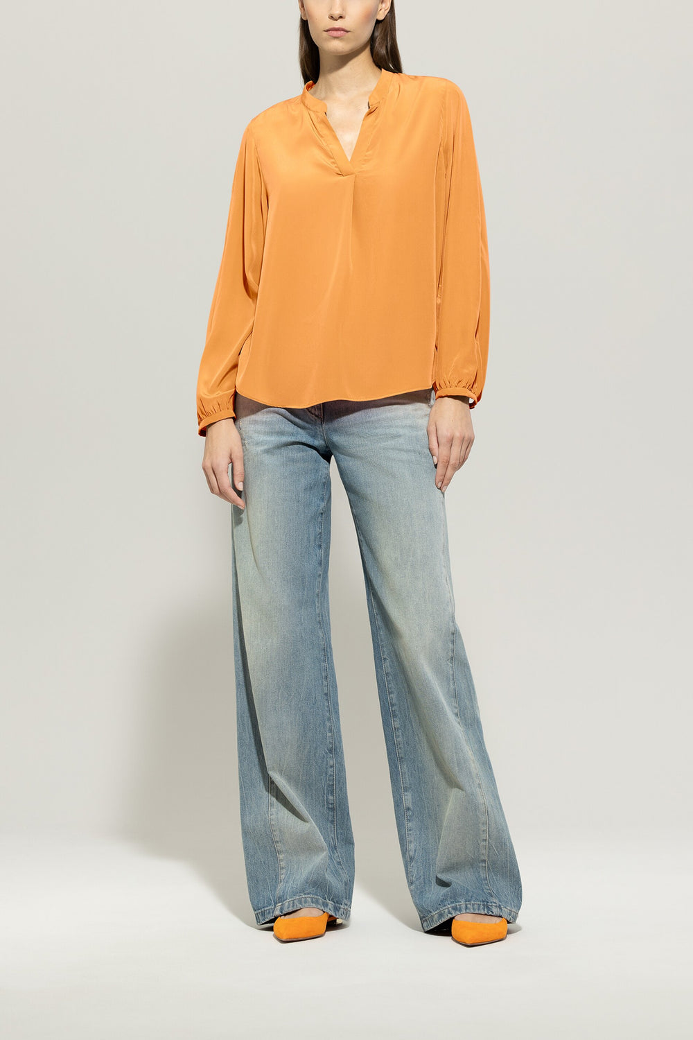 Tunikabluse mit V-Neck - peachy orange - Standard