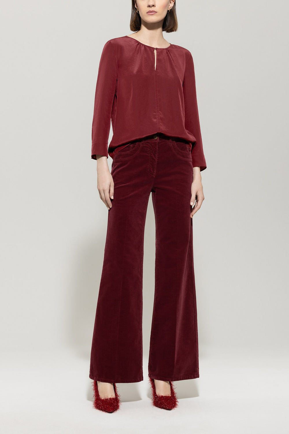 Flowing blouse shirt - berry red - Standard