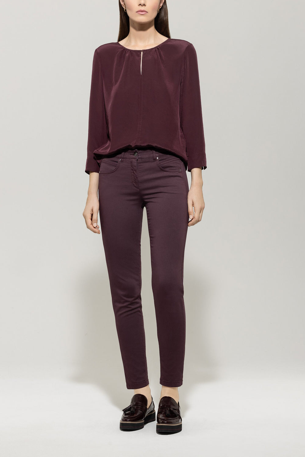 Flowing blouse shirt - burgundy - Standard