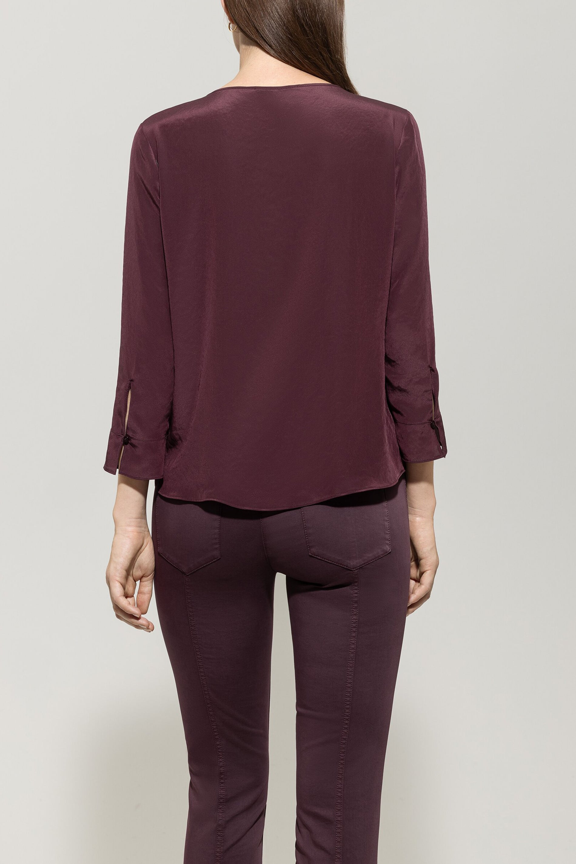 Fließendes Blusenshirt - burgundy - Standard | Model Rück