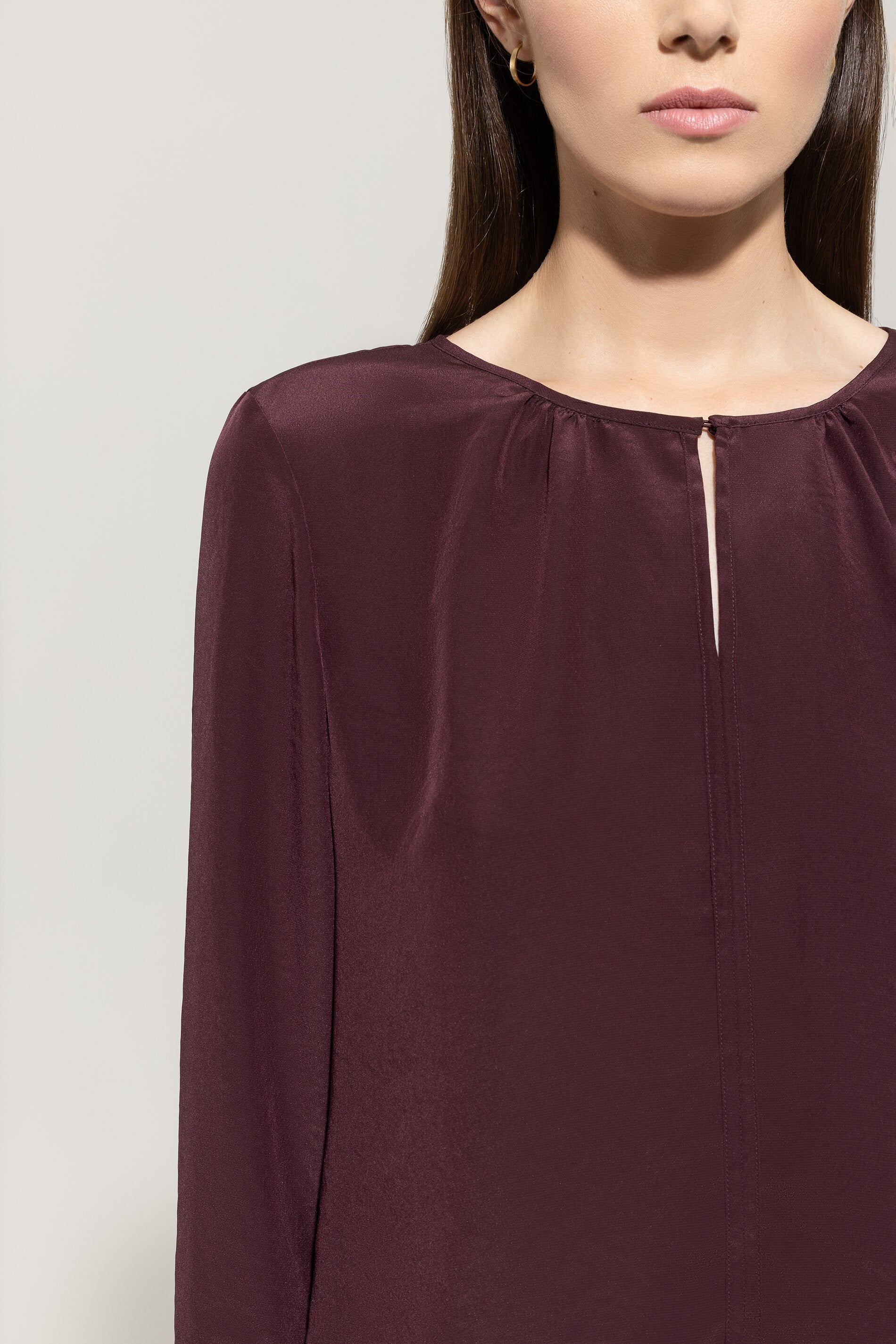 Fließendes Blusenshirt - burgundy - Standard | Model Detail