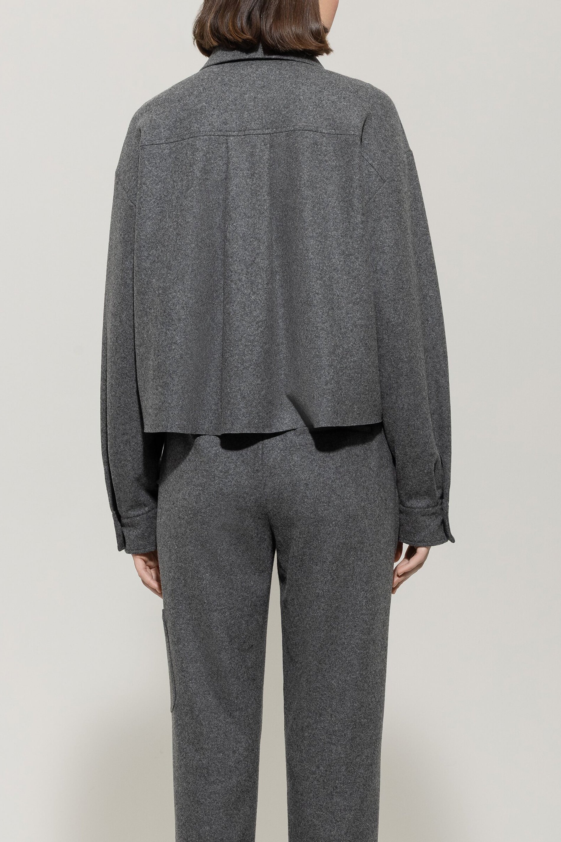 Flanell-Hemd - dark grey melange - Standard | Model Rück