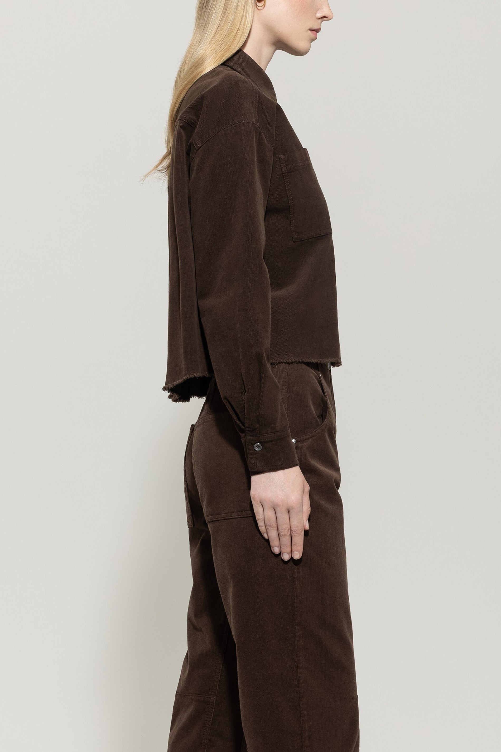 Cord-Hemd mit Fransendetails - espresso - Standard | Model Seite