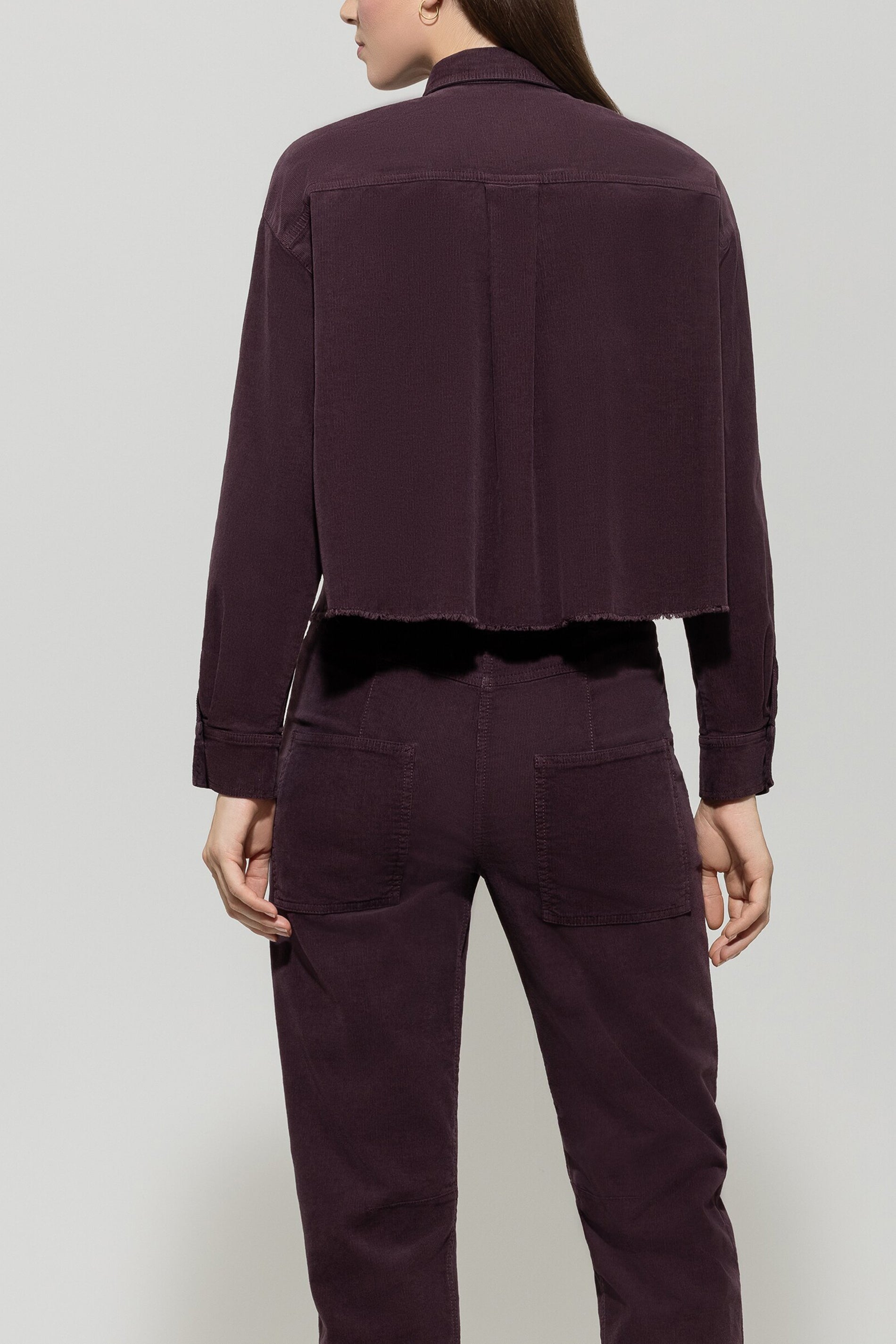 Cord-Hemd mit Fransendetails - burgundy - Standard | Model Rück