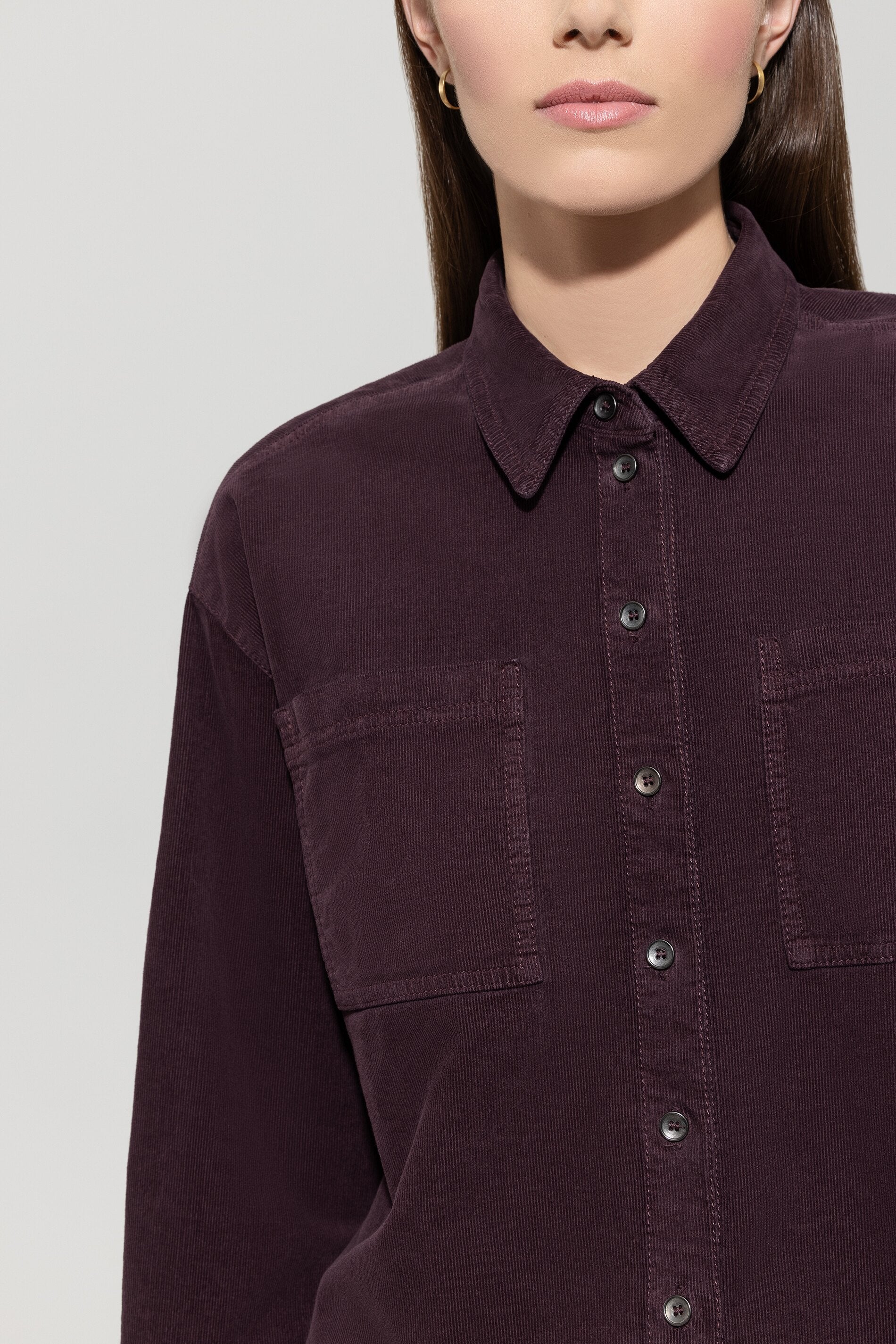 Cord-Hemd mit Fransendetails - burgundy - Standard | Model Detail