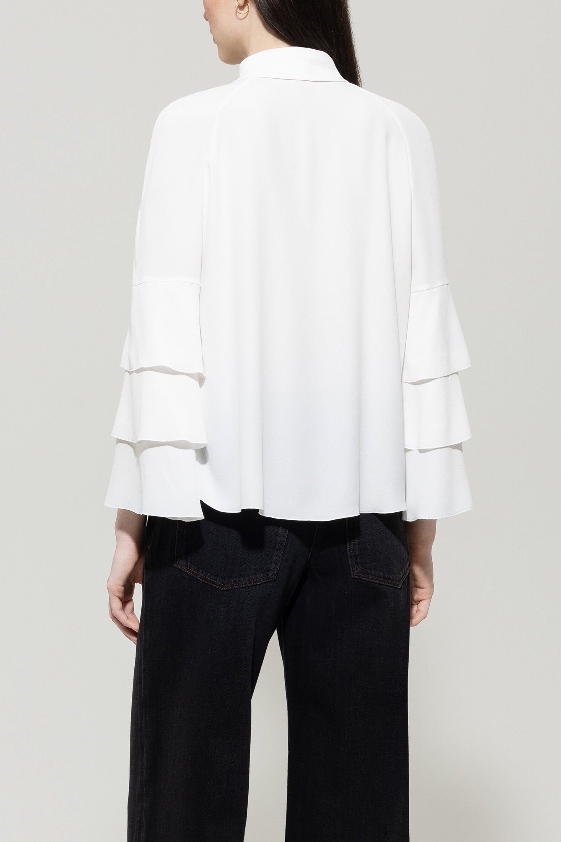 Bluse aus Seiden-Mix - off white - Standard | Model Rück