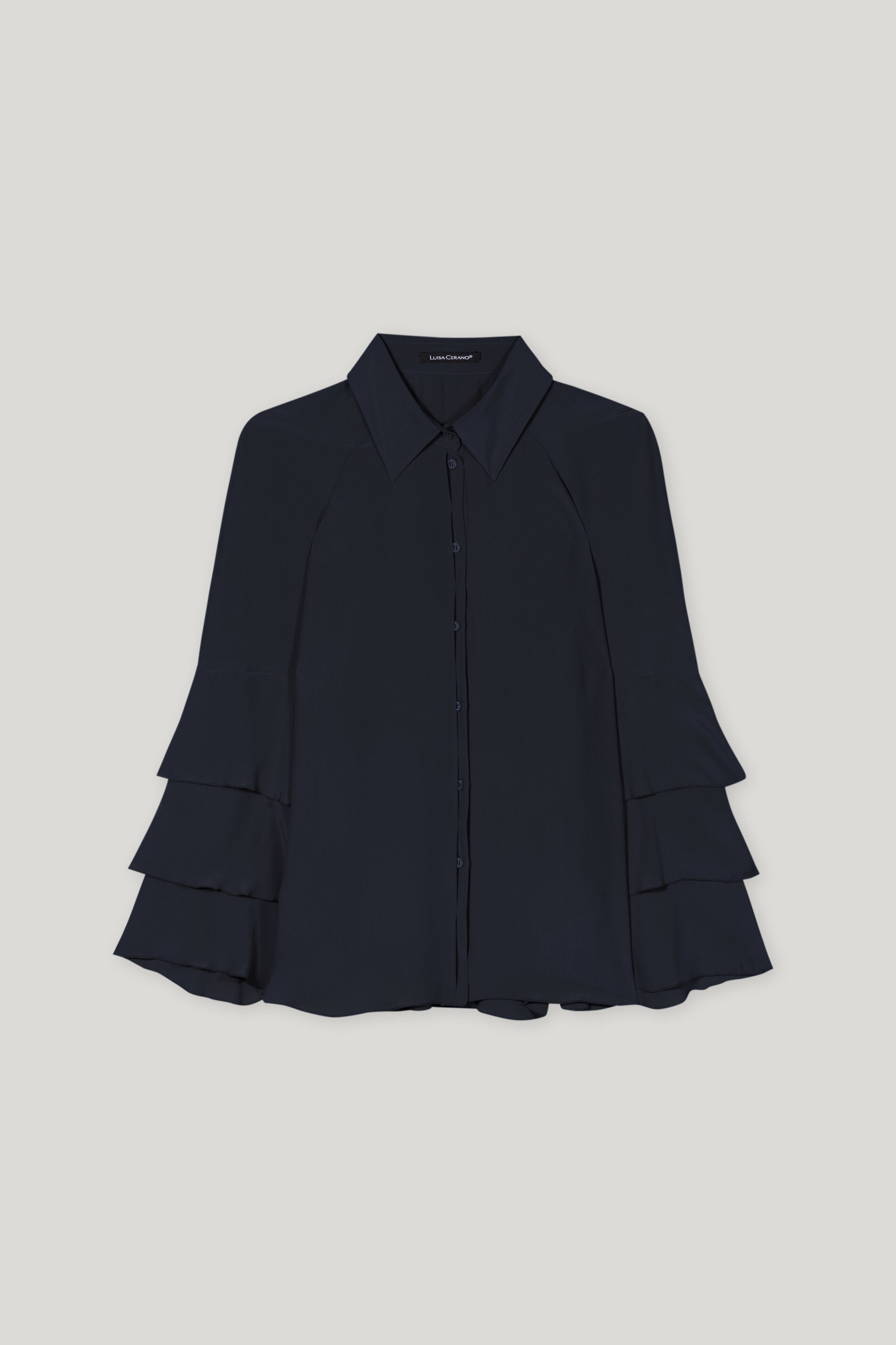 Bluse aus Seiden-Mix - dark blue - Standard | Artikel Front