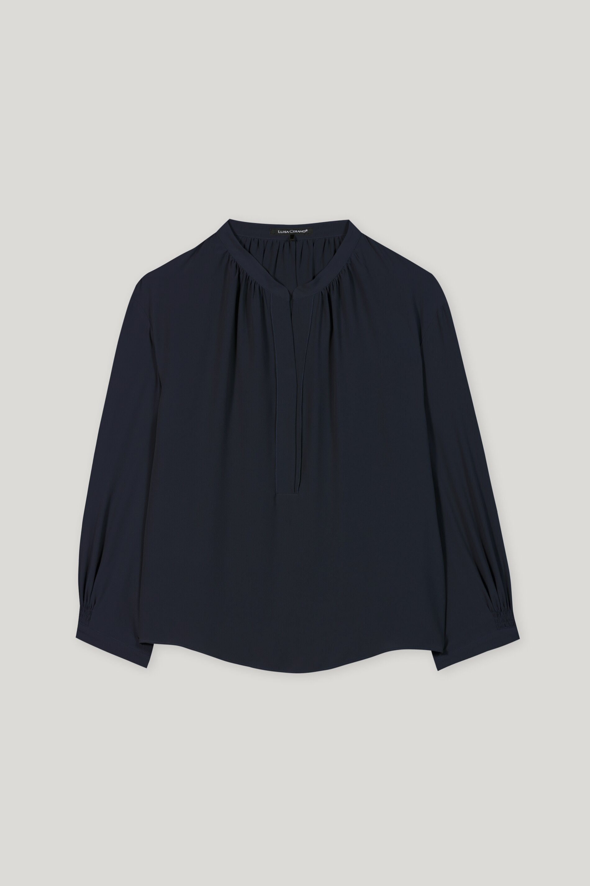 Tunika-Bluse aus Seiden-Mix - dark blue - Standard | Artikel Front