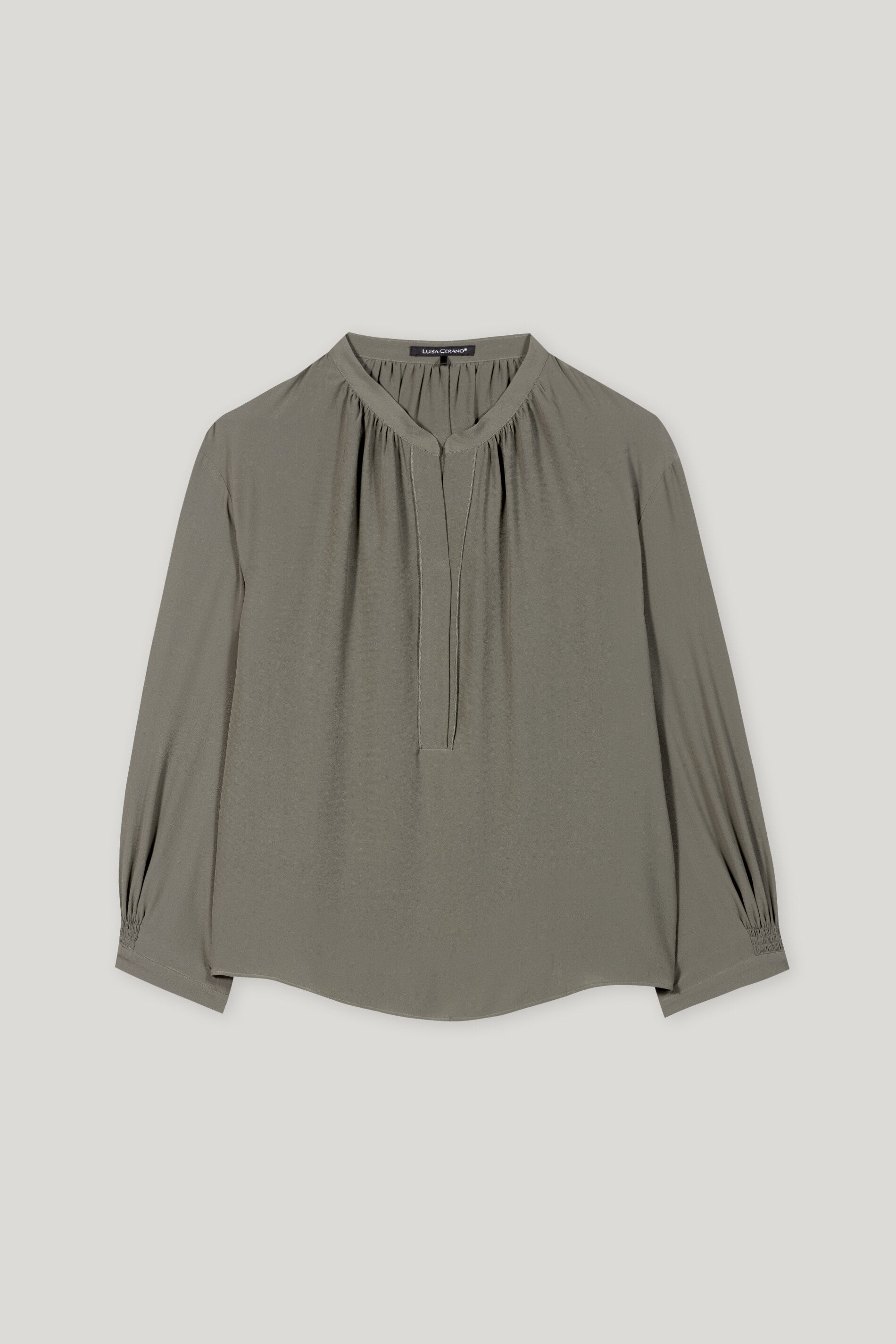 Tunika-Bluse aus Seiden-Mix - cool khaki - Standard | Artikel Front