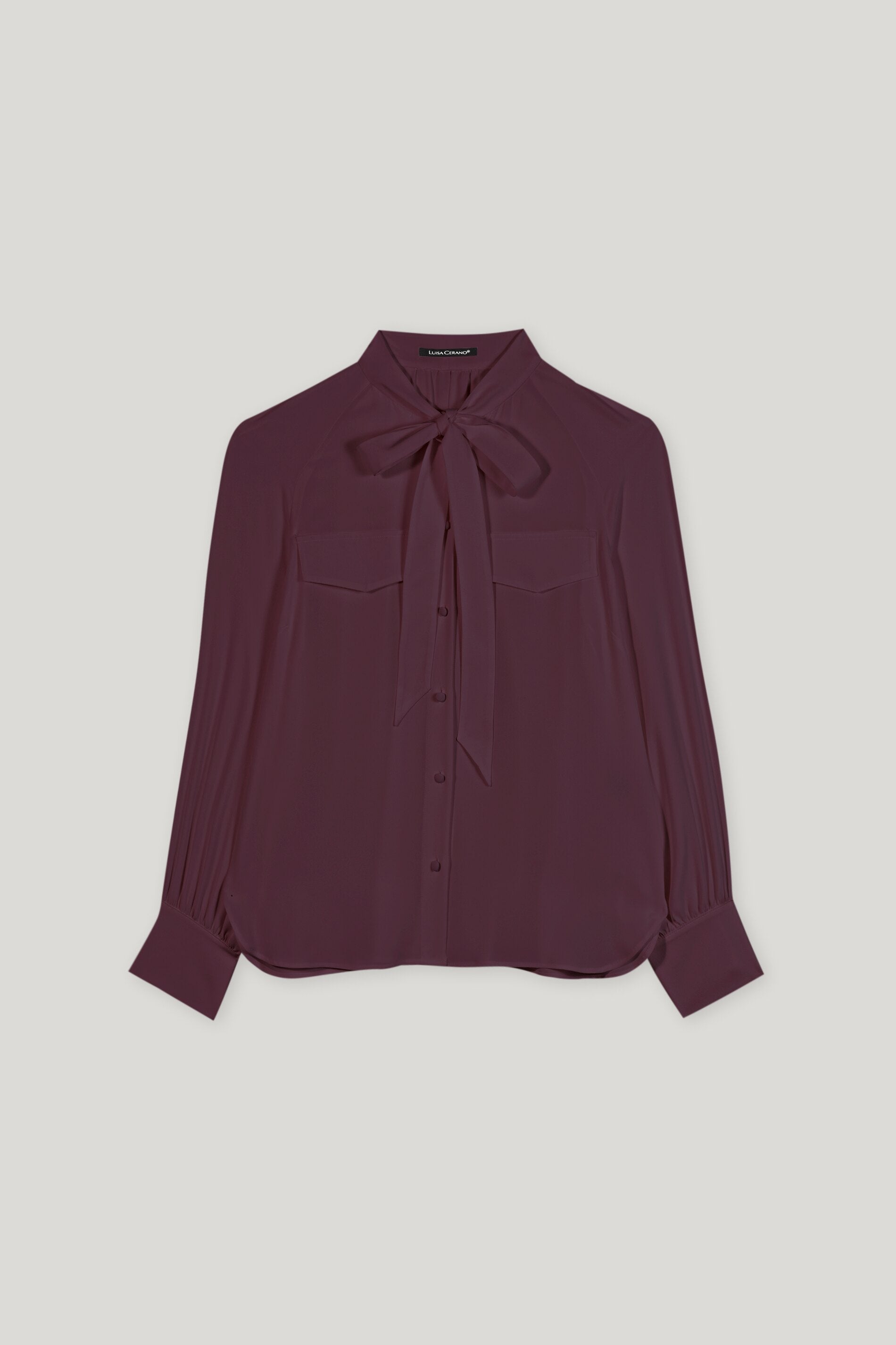 Schluppenbluse aus Seiden-Mix - burgundy - Standard | Artikel Front