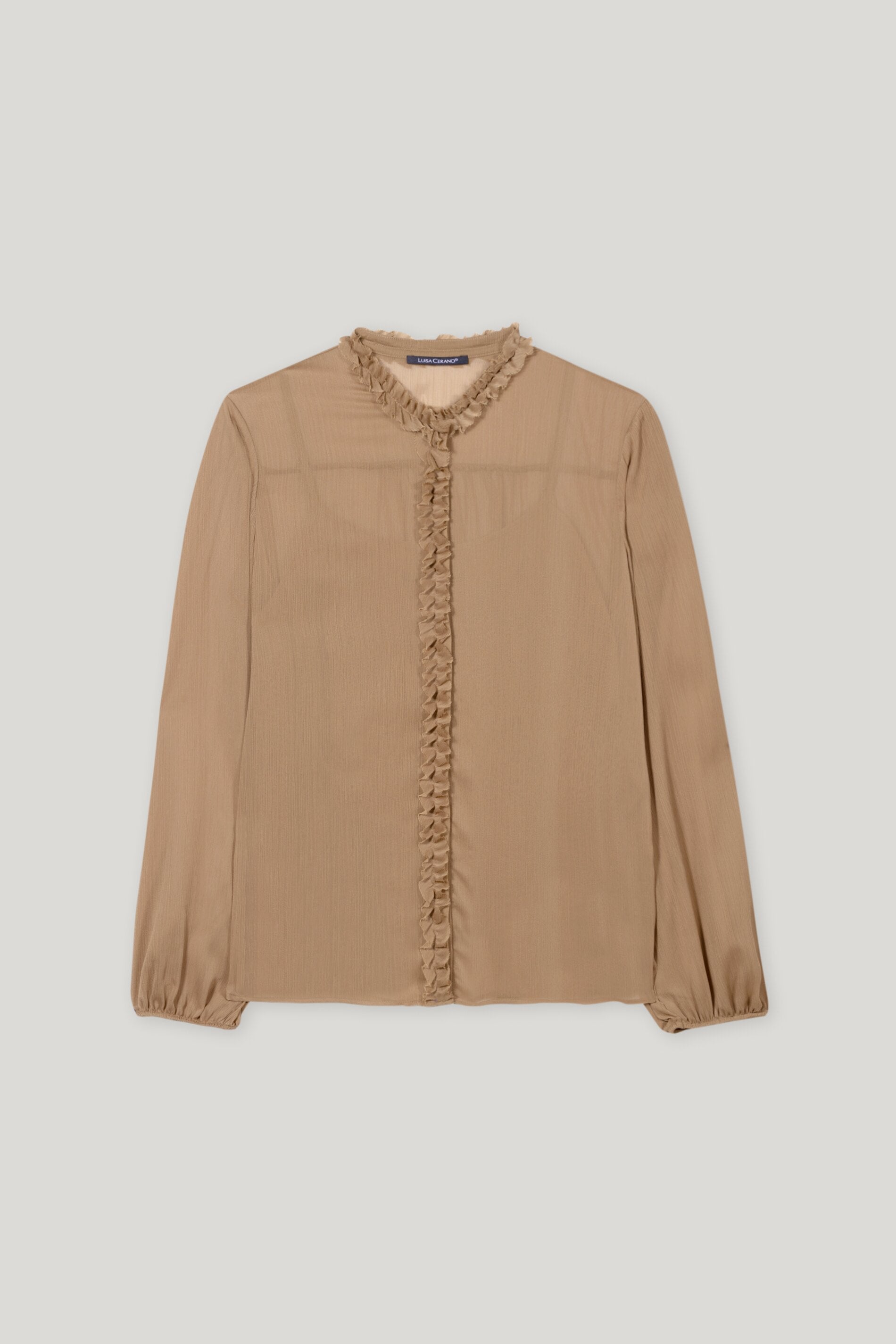 Bluse mit Rüschen-Details - hanf - mit Top | Artikel Front