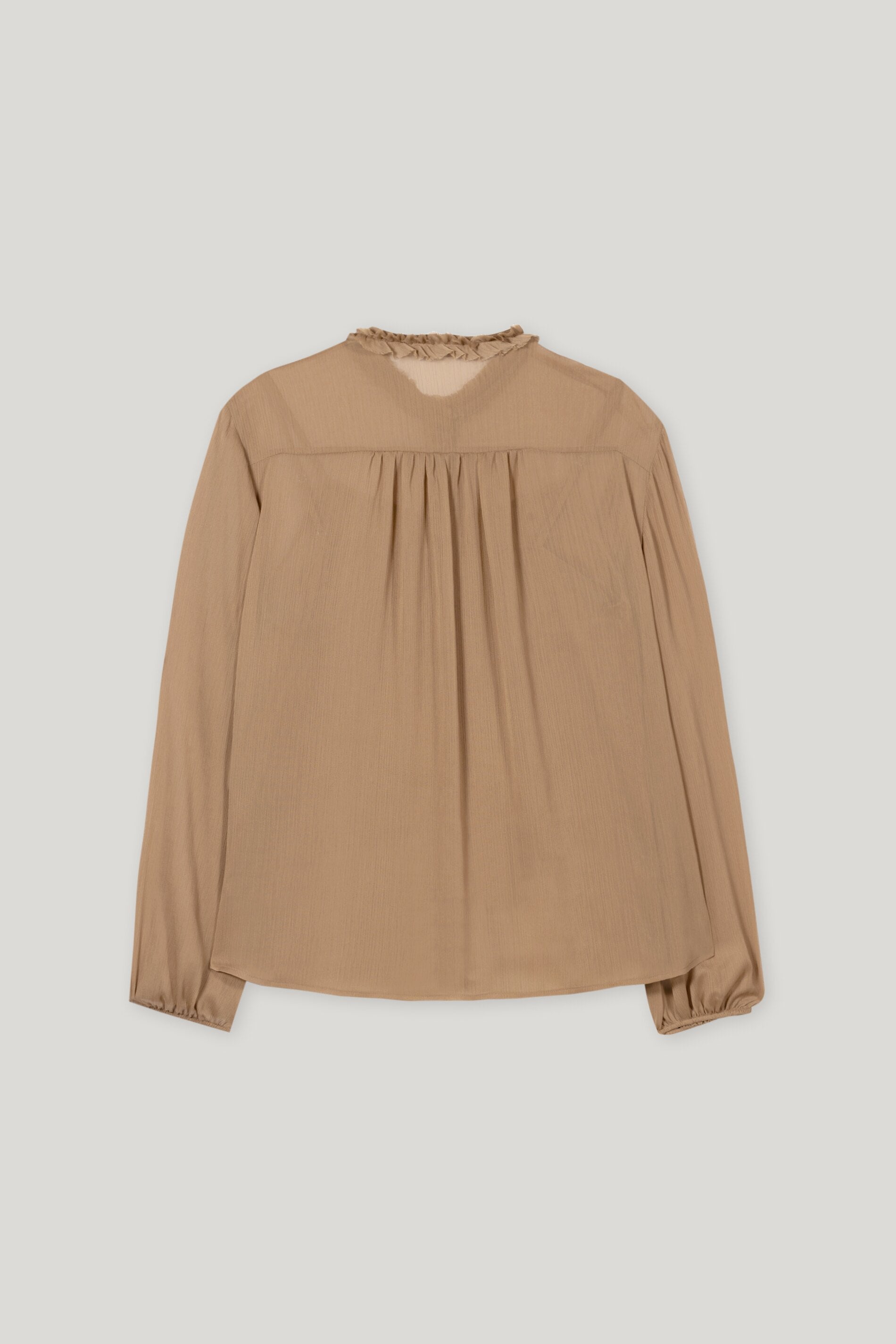 Bluse mit Rüschen-Details - hanf - mit Top | Artikel Rück