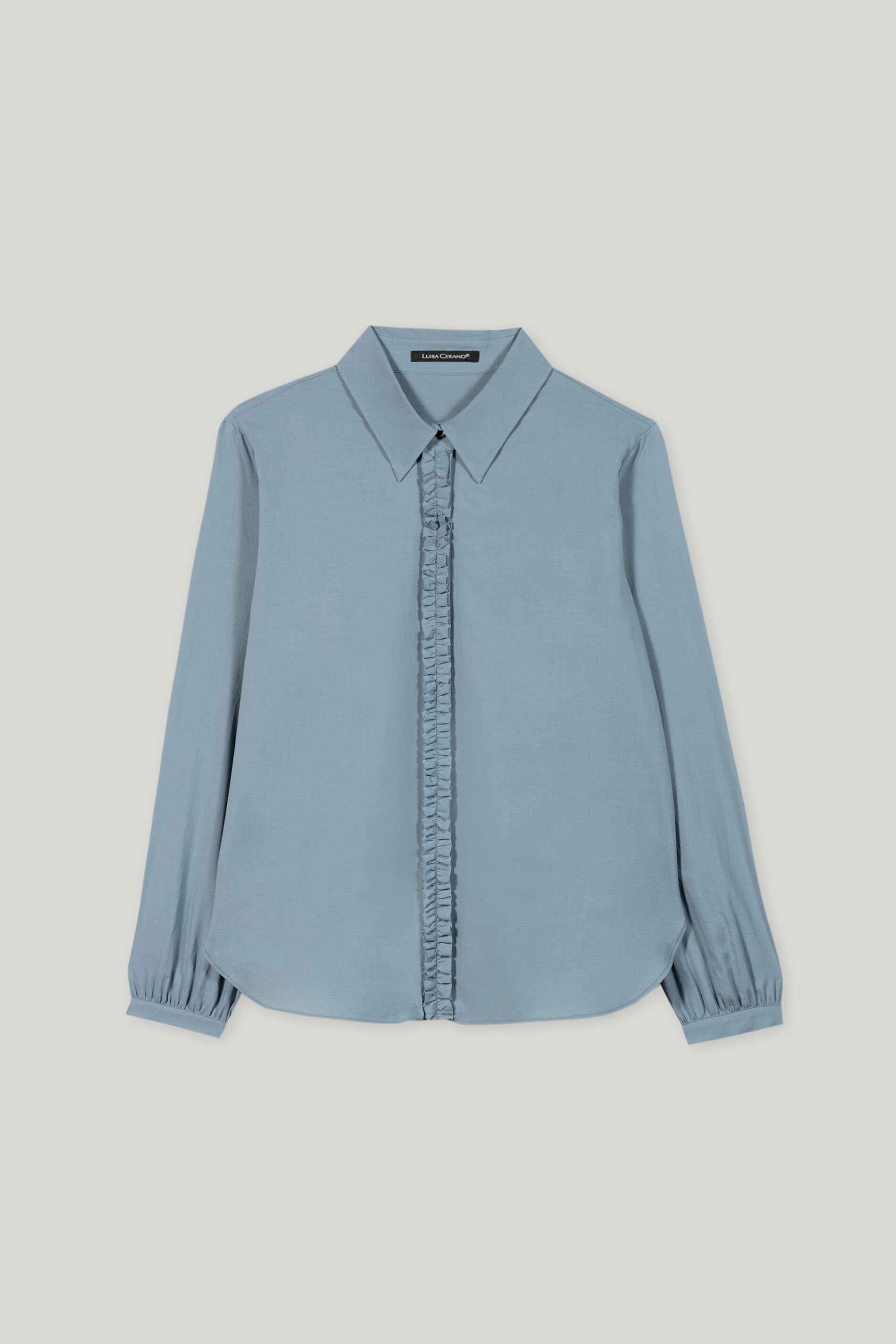 Bluse aus Baumwoll-Voile - greyish blue - Standard | Artikel Front